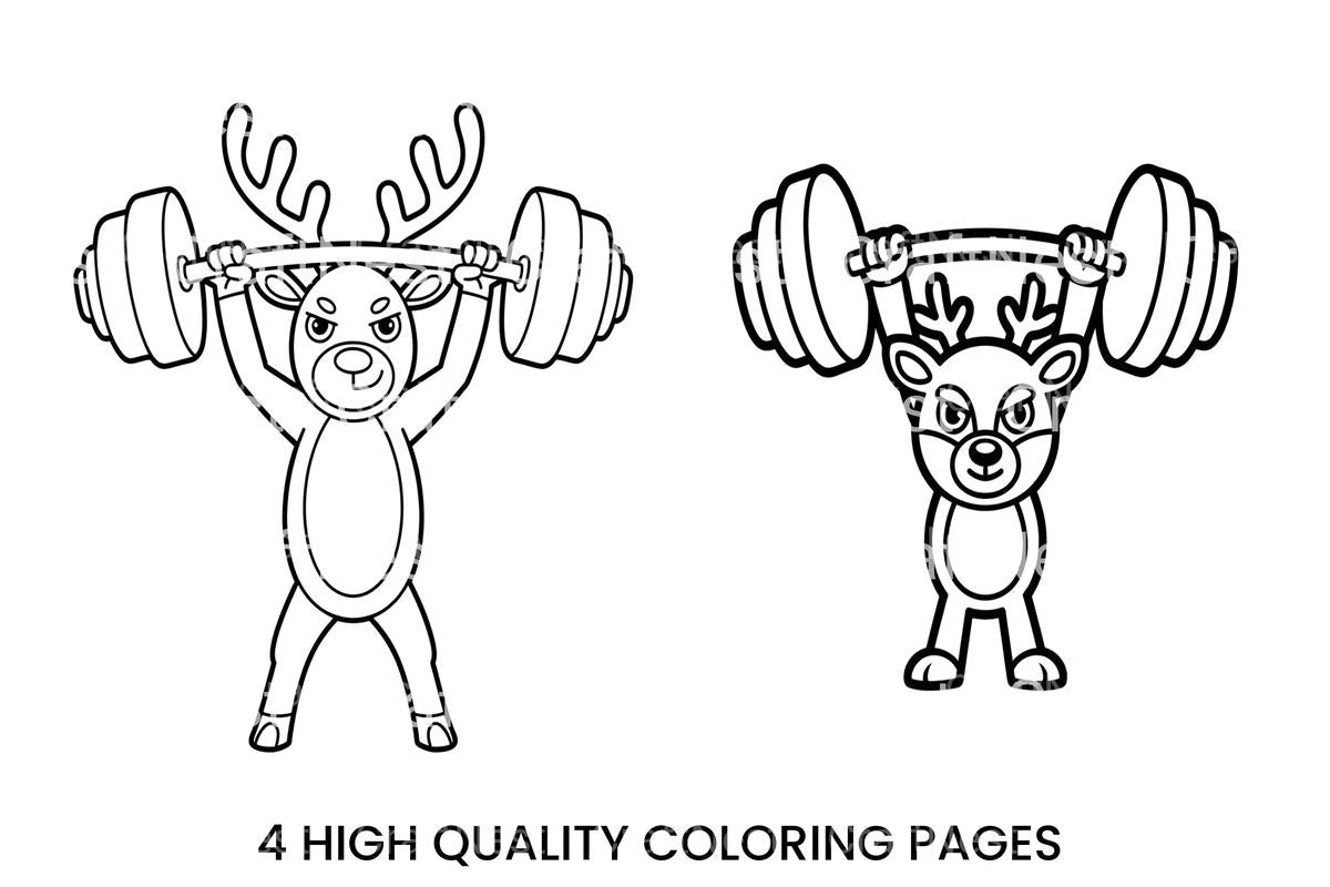 Reindeer Weightlifting Coloring Books