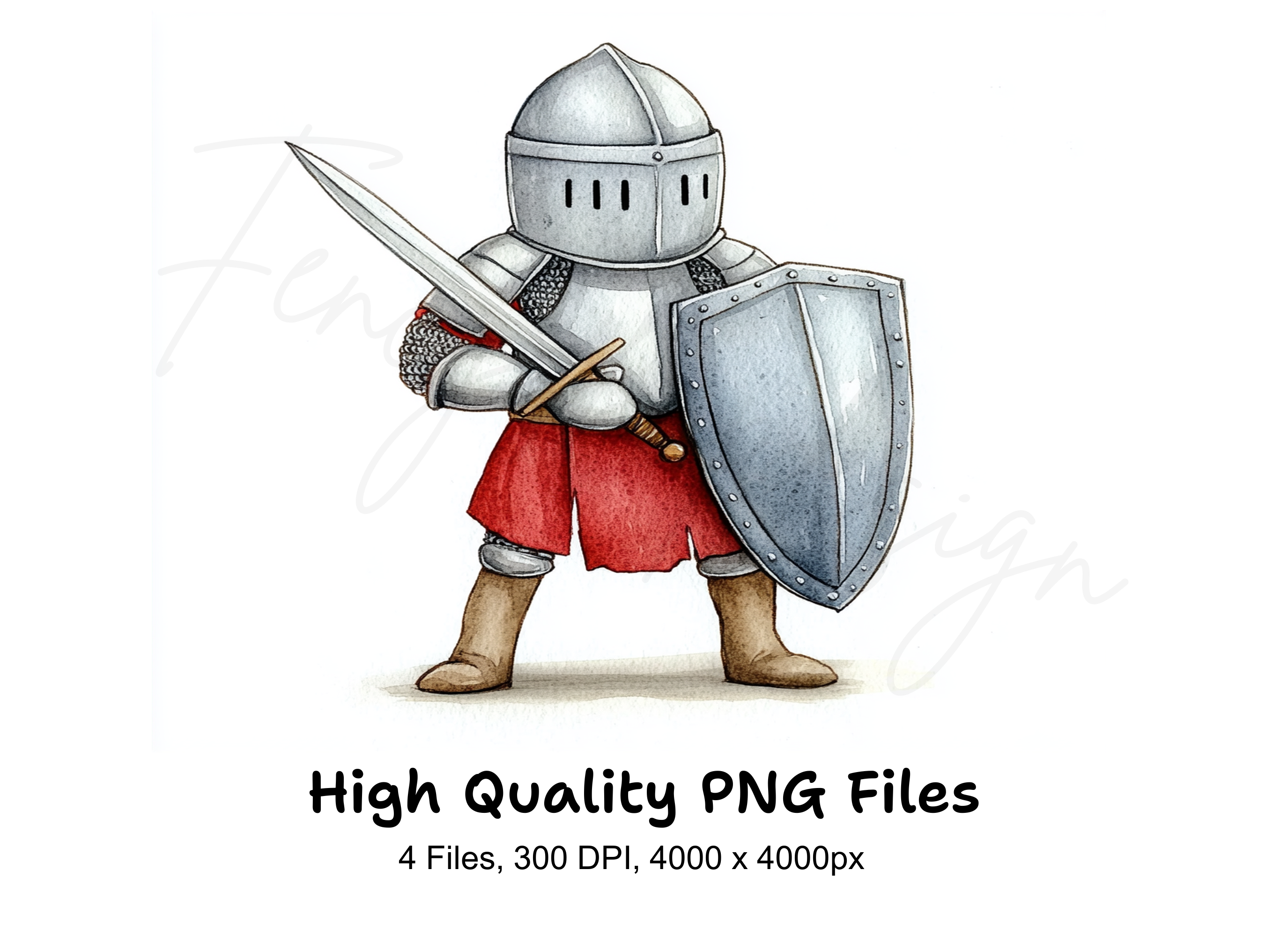 Medieval Knights with Swords and Shields Clipart Bundle