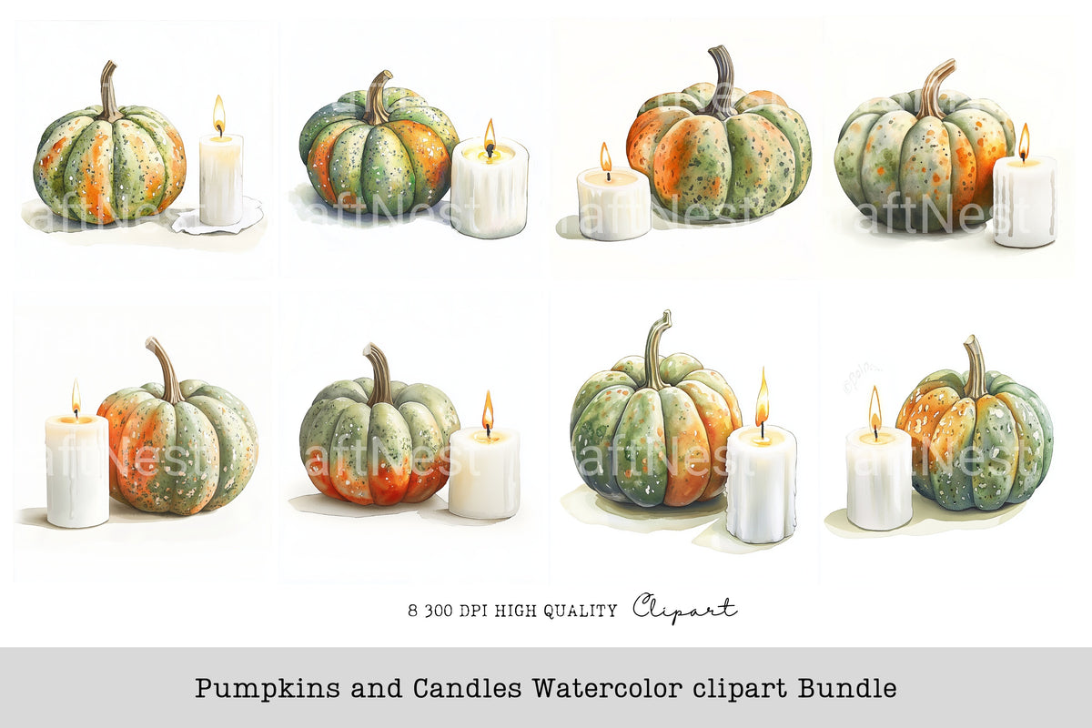 Pumpkins And Candles Clipart Bundle