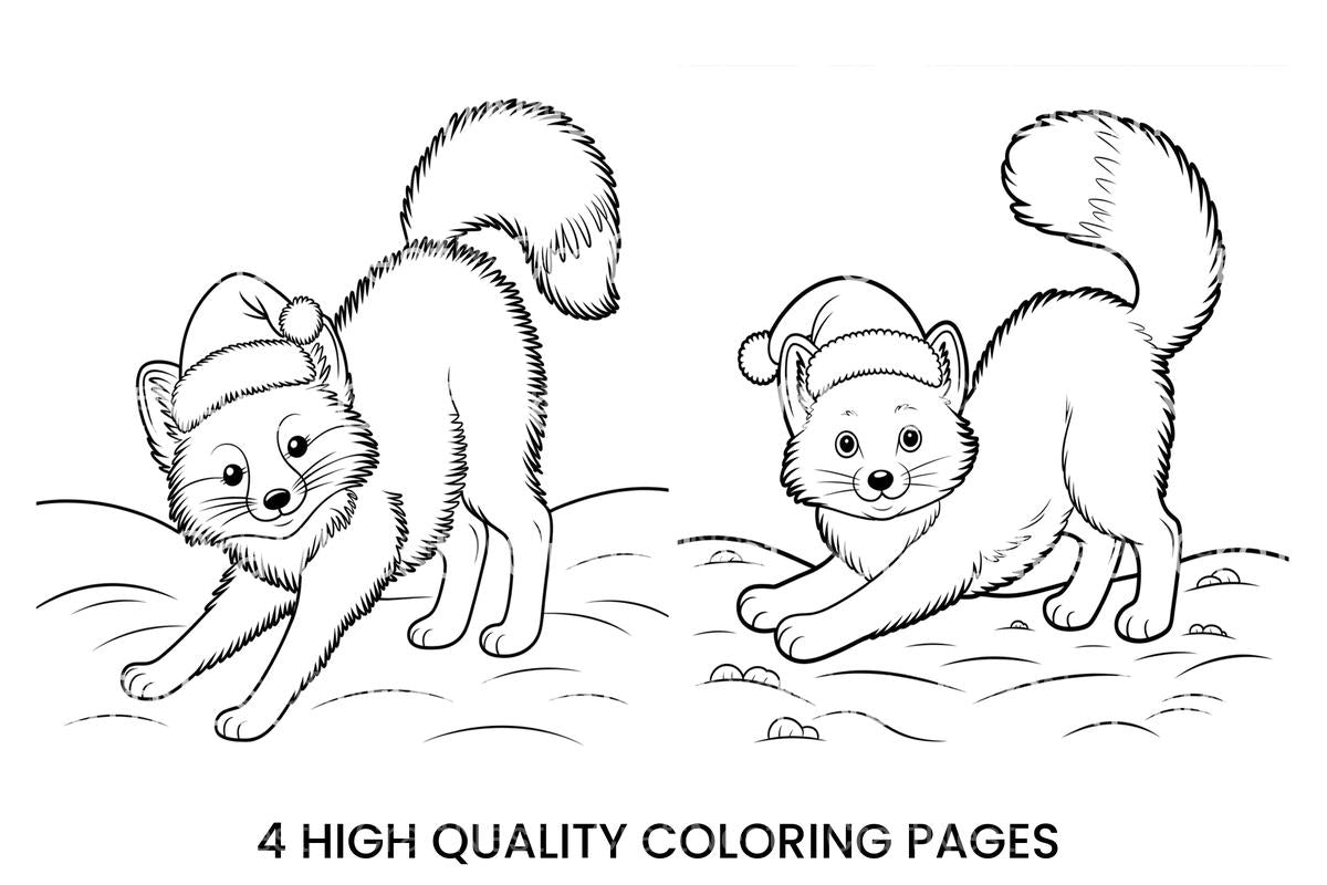 Cute Winter Foxfor Kids Coloring Books