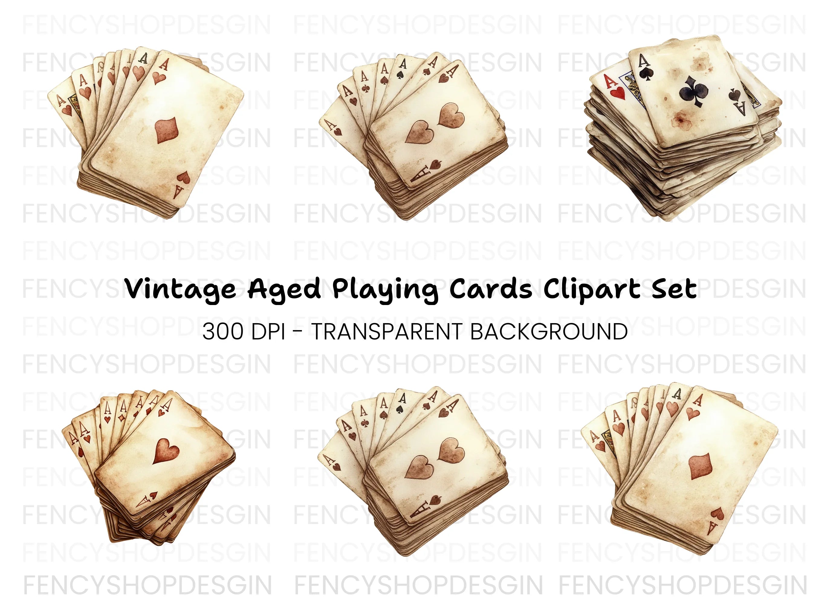 Vintage Playing Cards Clipart Bundle