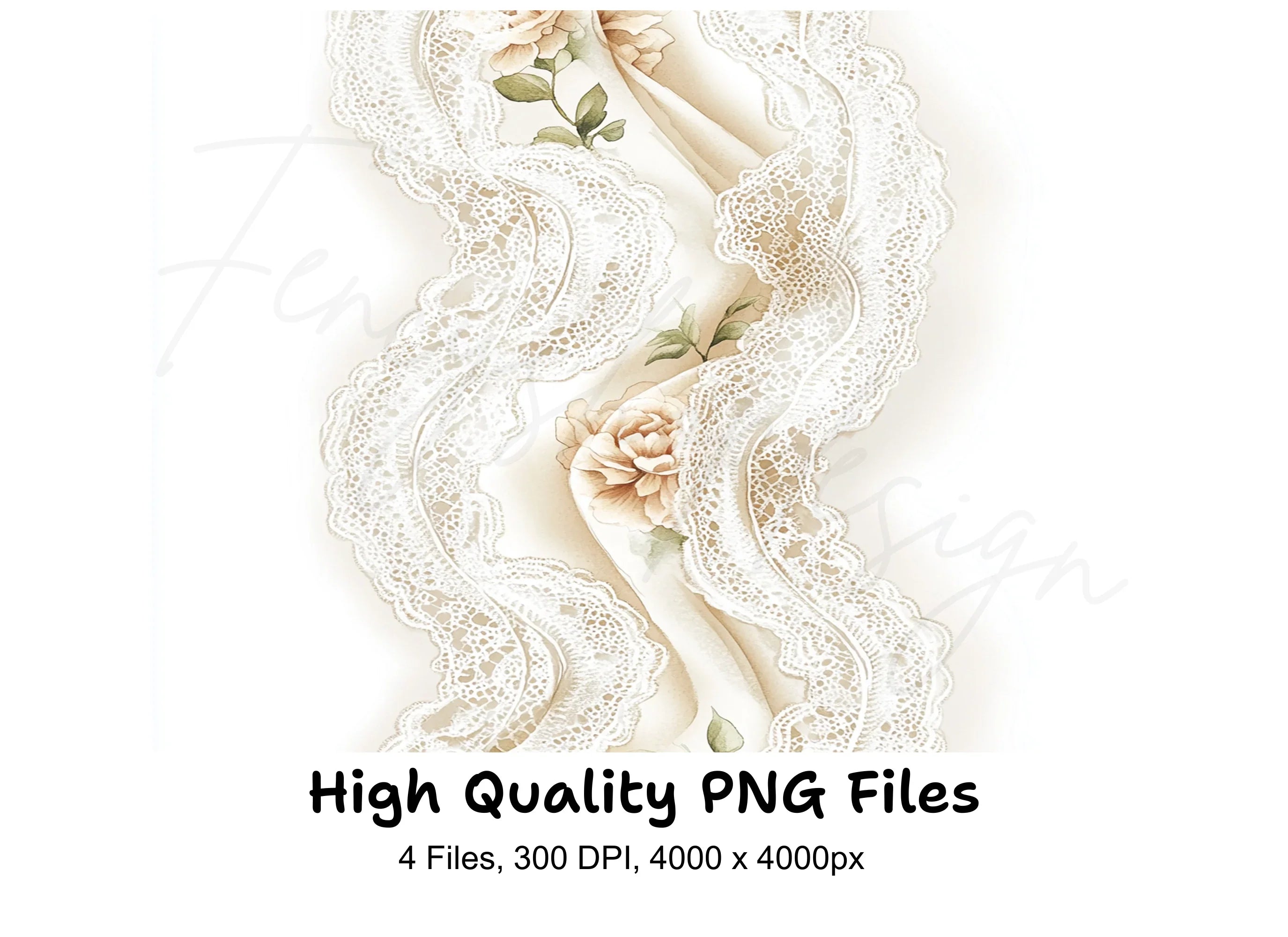 Floral Lace Fabric Clipart Bundle