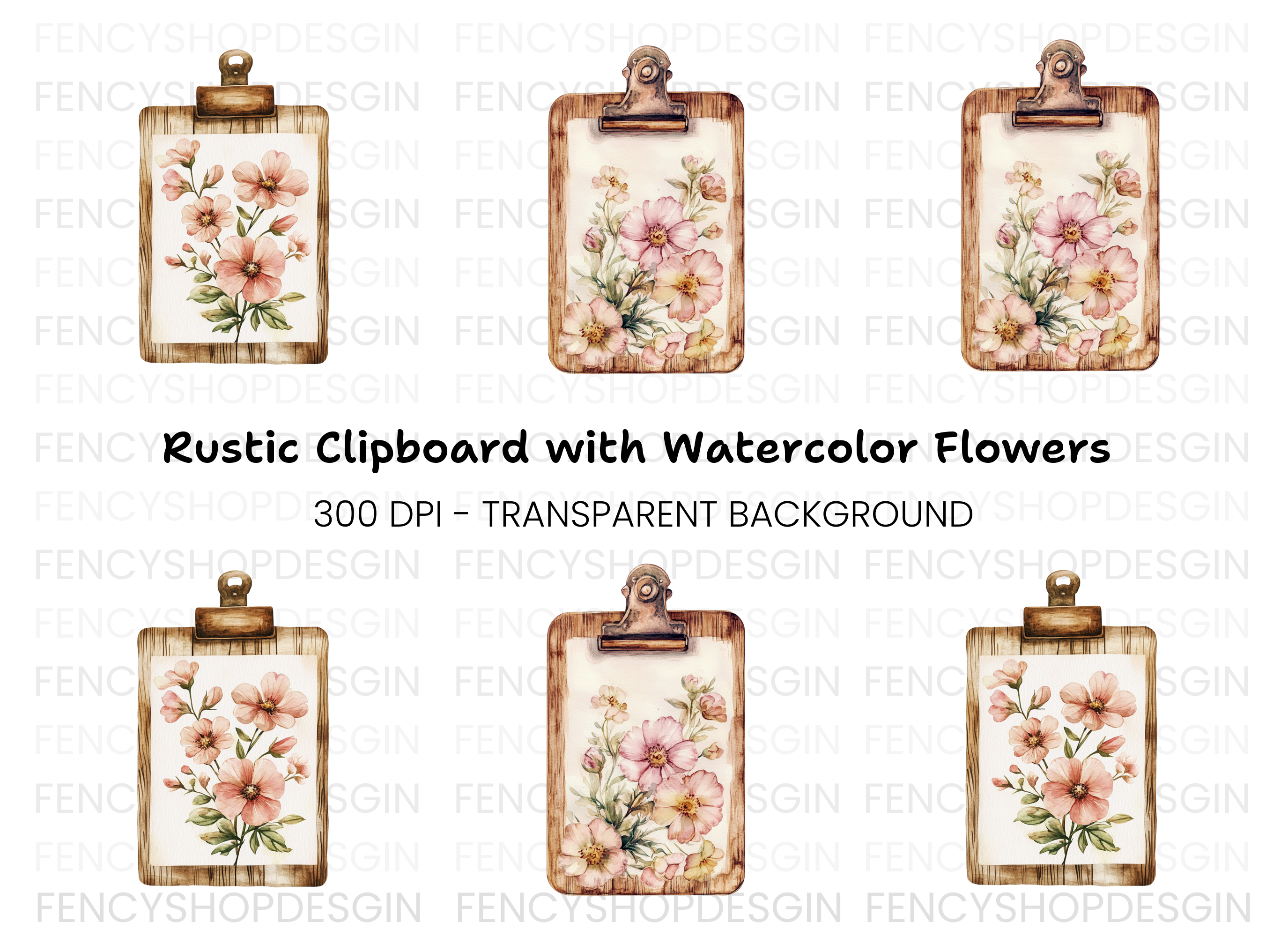 Floral Clipboard Clipart Bundle