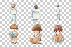 School Boy Studying Clipart Bundle - CraftNest - Digital Crafting and Art