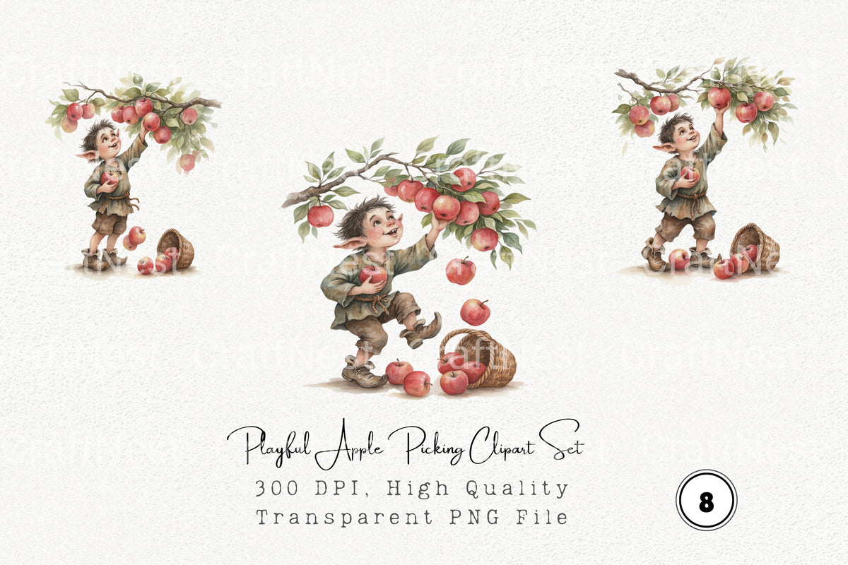 Playful Apple Picking Clipart Bundle