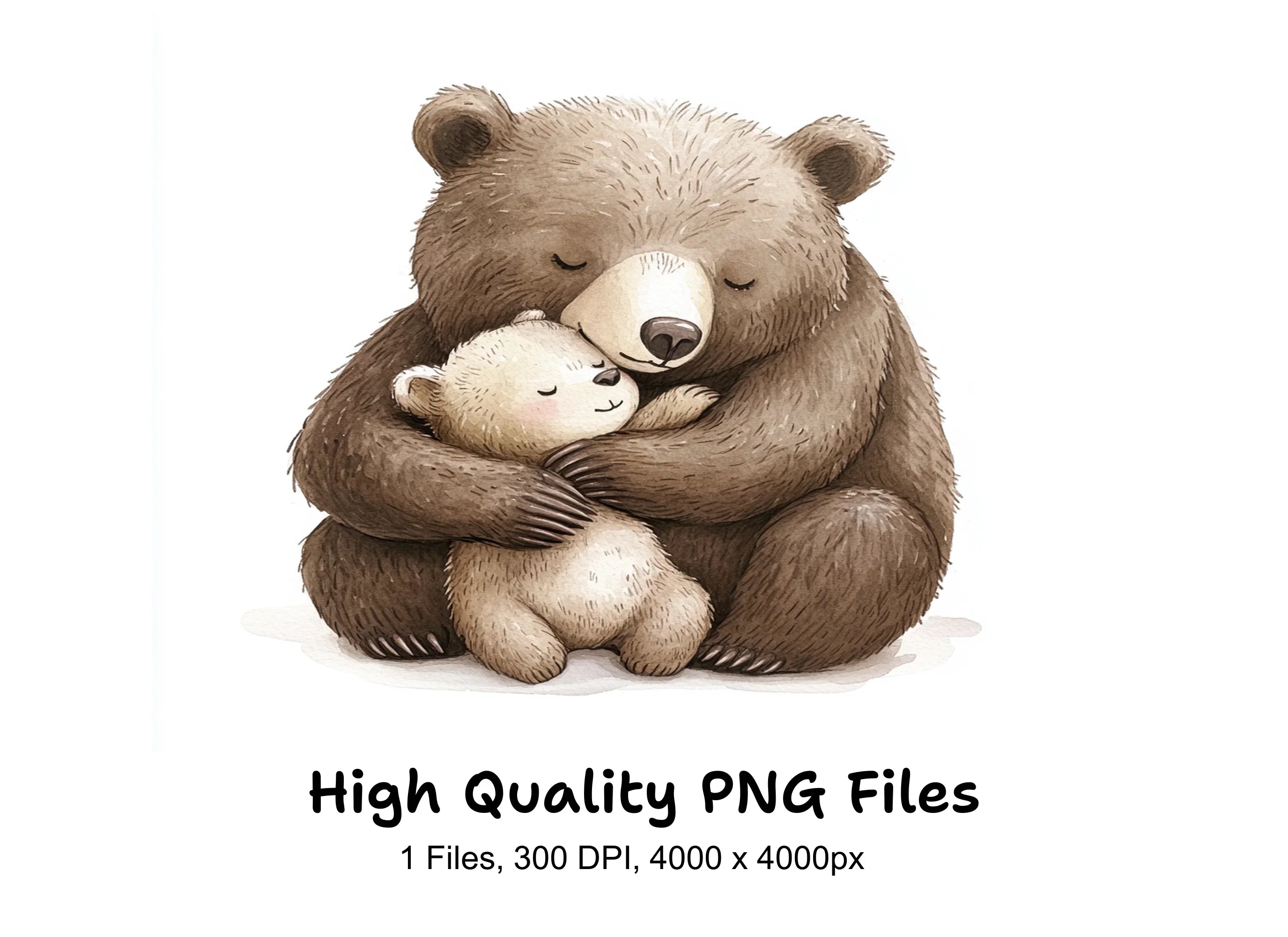 Cute Bear Hug Mother Child Clipart Bundle