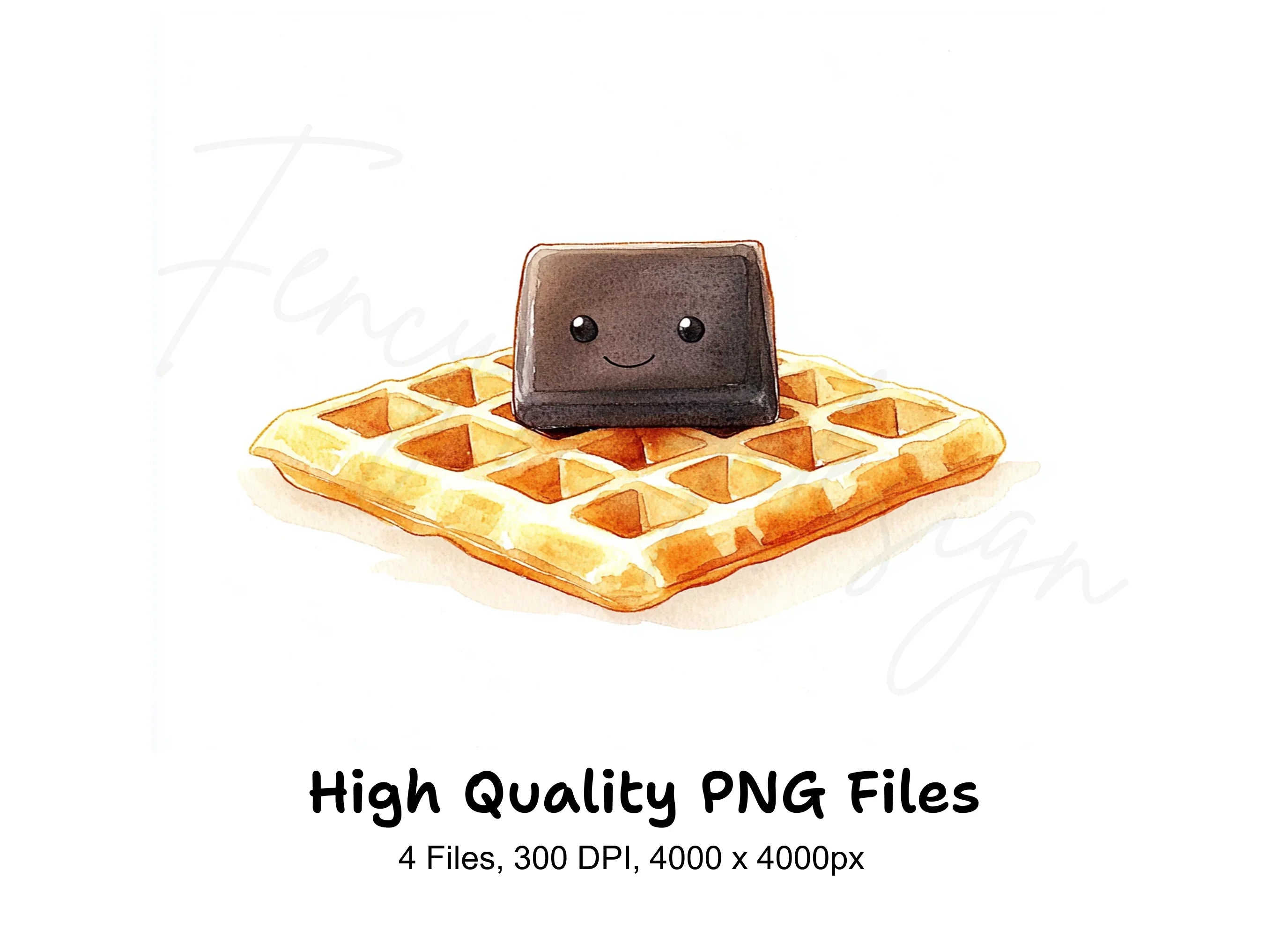Cute Waffle and Chocolate Clipart Bundle