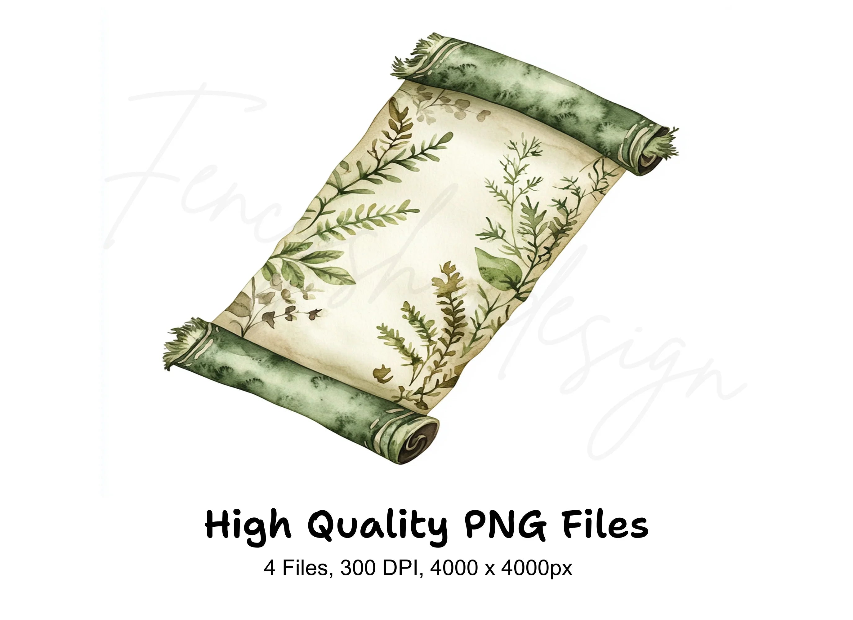 Vintage Scroll Fern Clipart Bundle