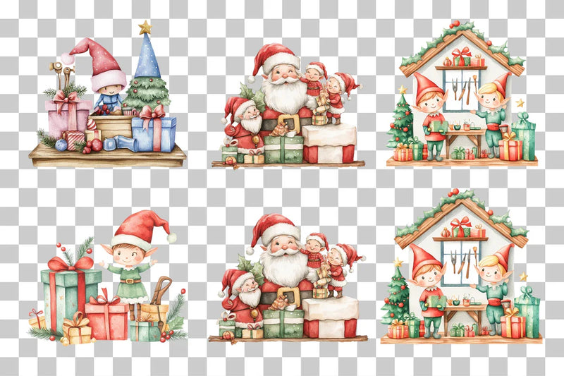 Santa and Elf Clipart Bundle - CraftNest - Digital Crafting and Art