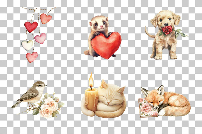 Cute Animals & Love Clipart Bundle - CraftNest - Digital Crafting and Art