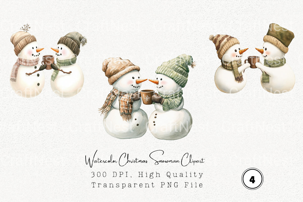 Christmas Snowman Clipart Bundle
