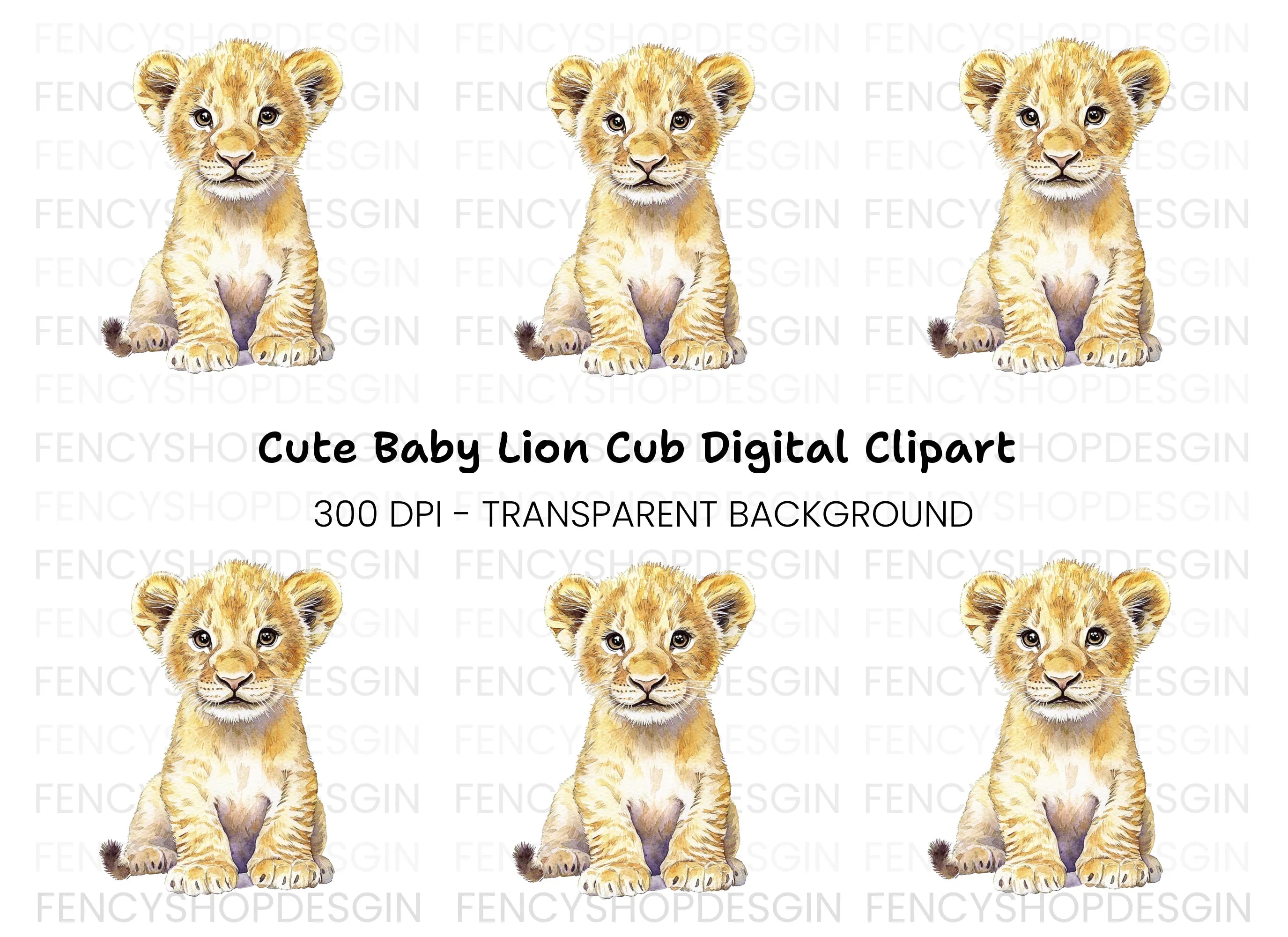 Sweet Lion Cub Illustration Clipart Bundle