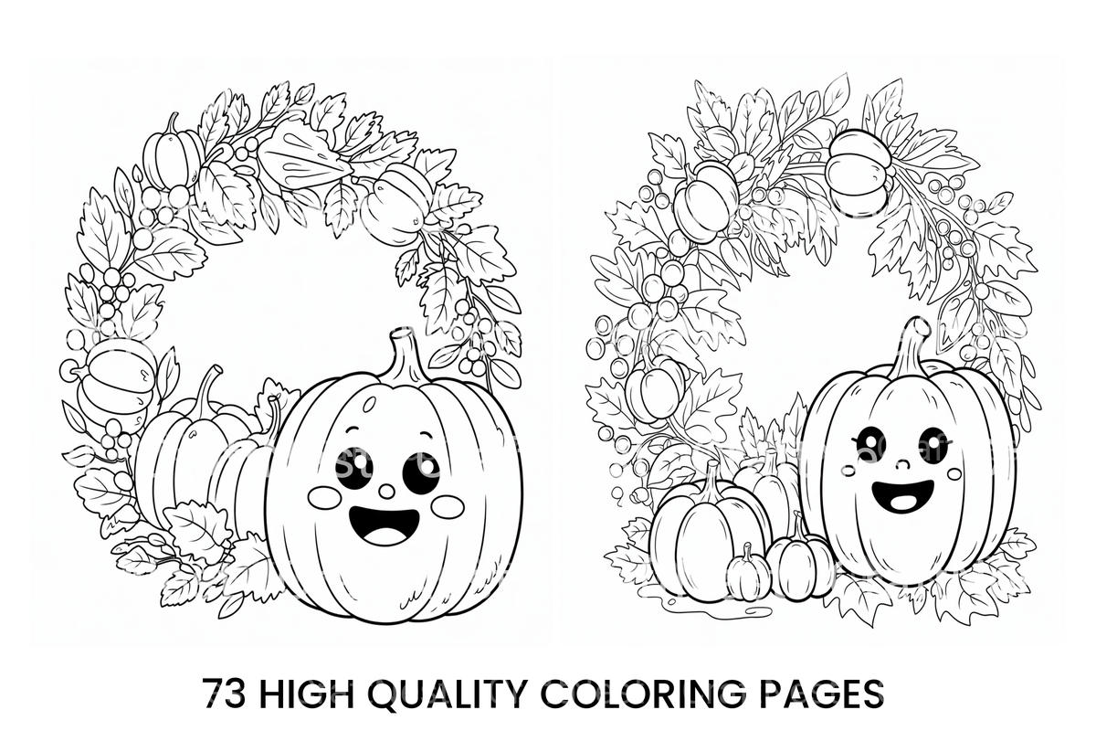 Cute Pumpkin Wreath Coloring Books