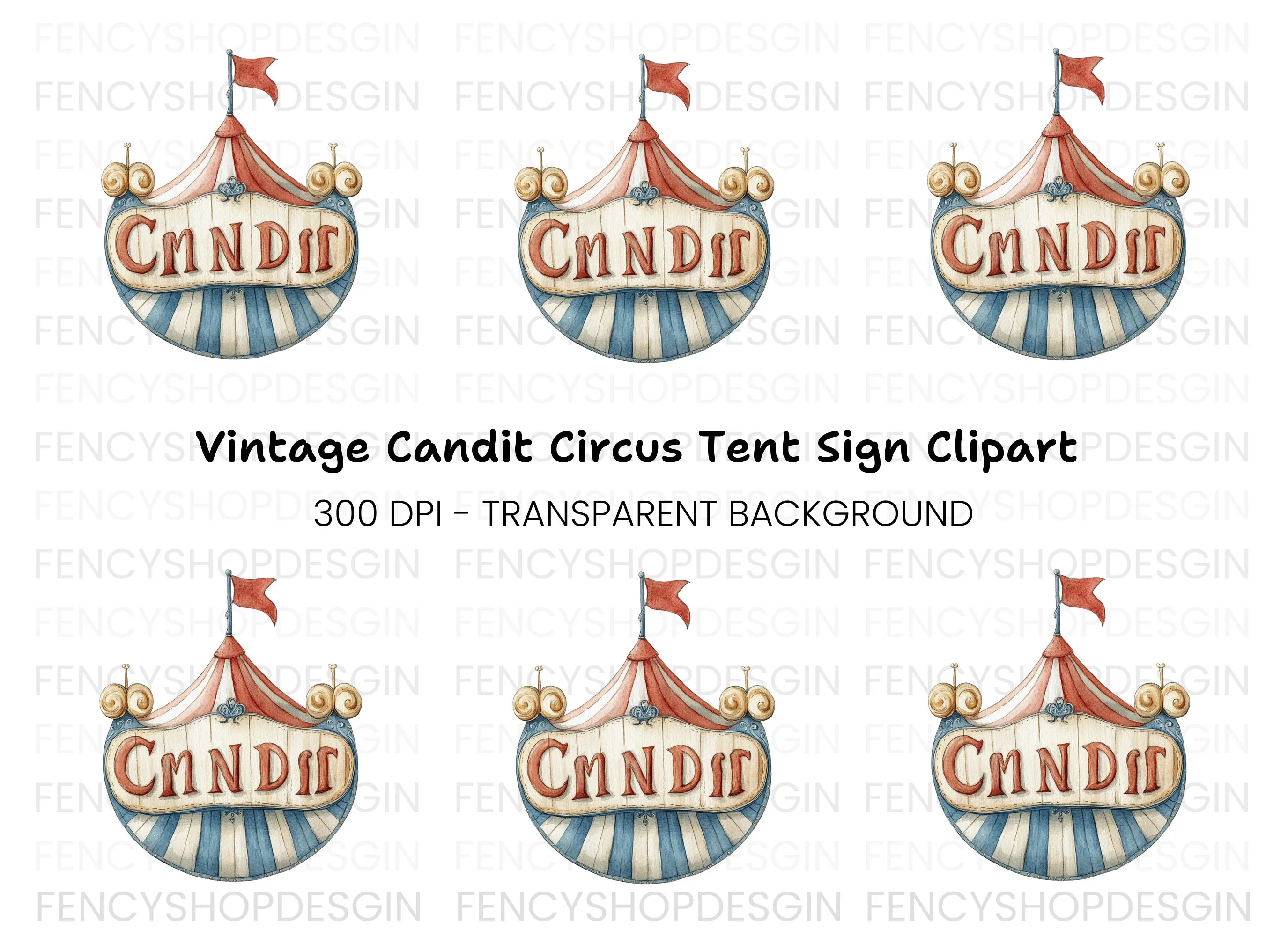 Vintage Circus Tent Sign Clipart Bundle