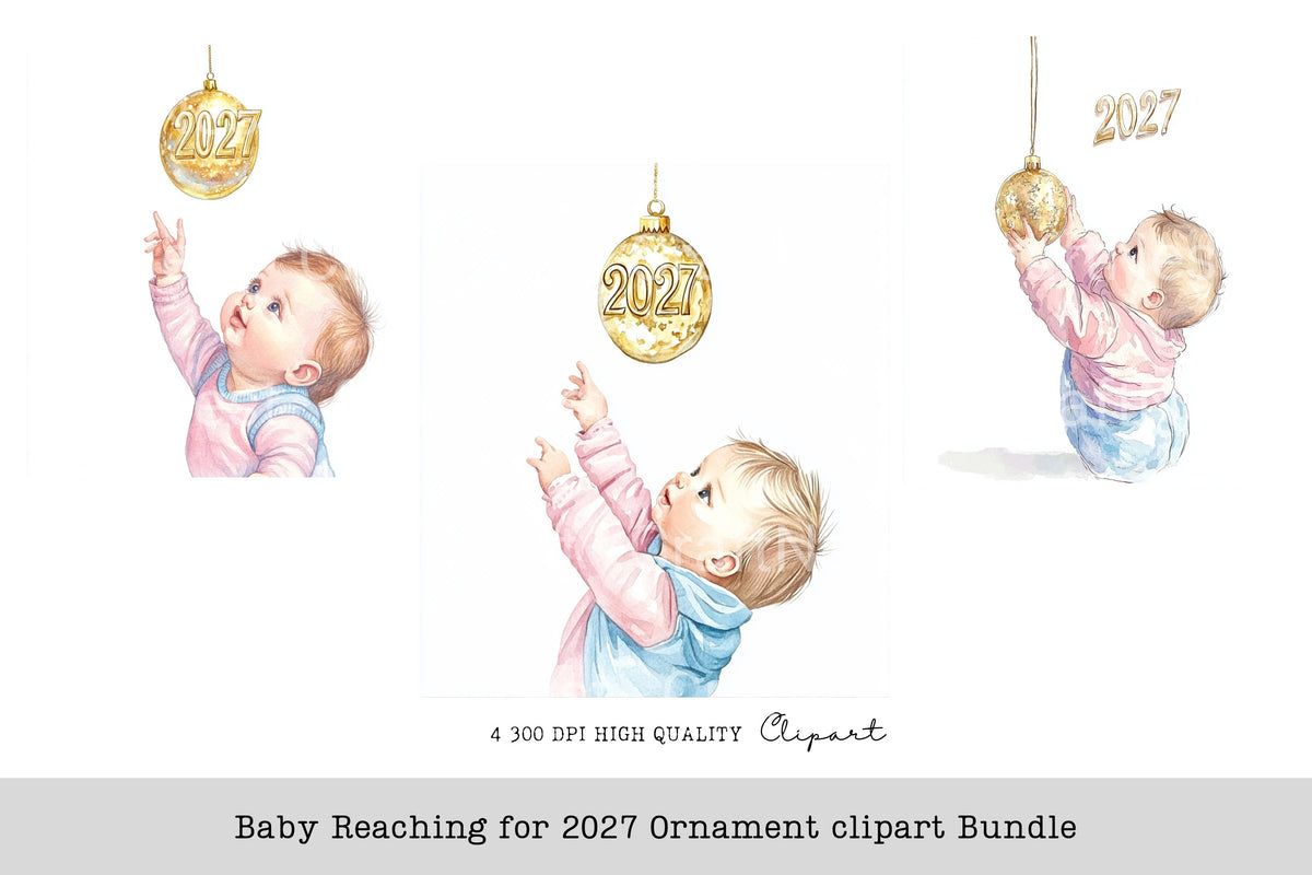 Baby Reaching For Ornament 2027 Clipart Bundle