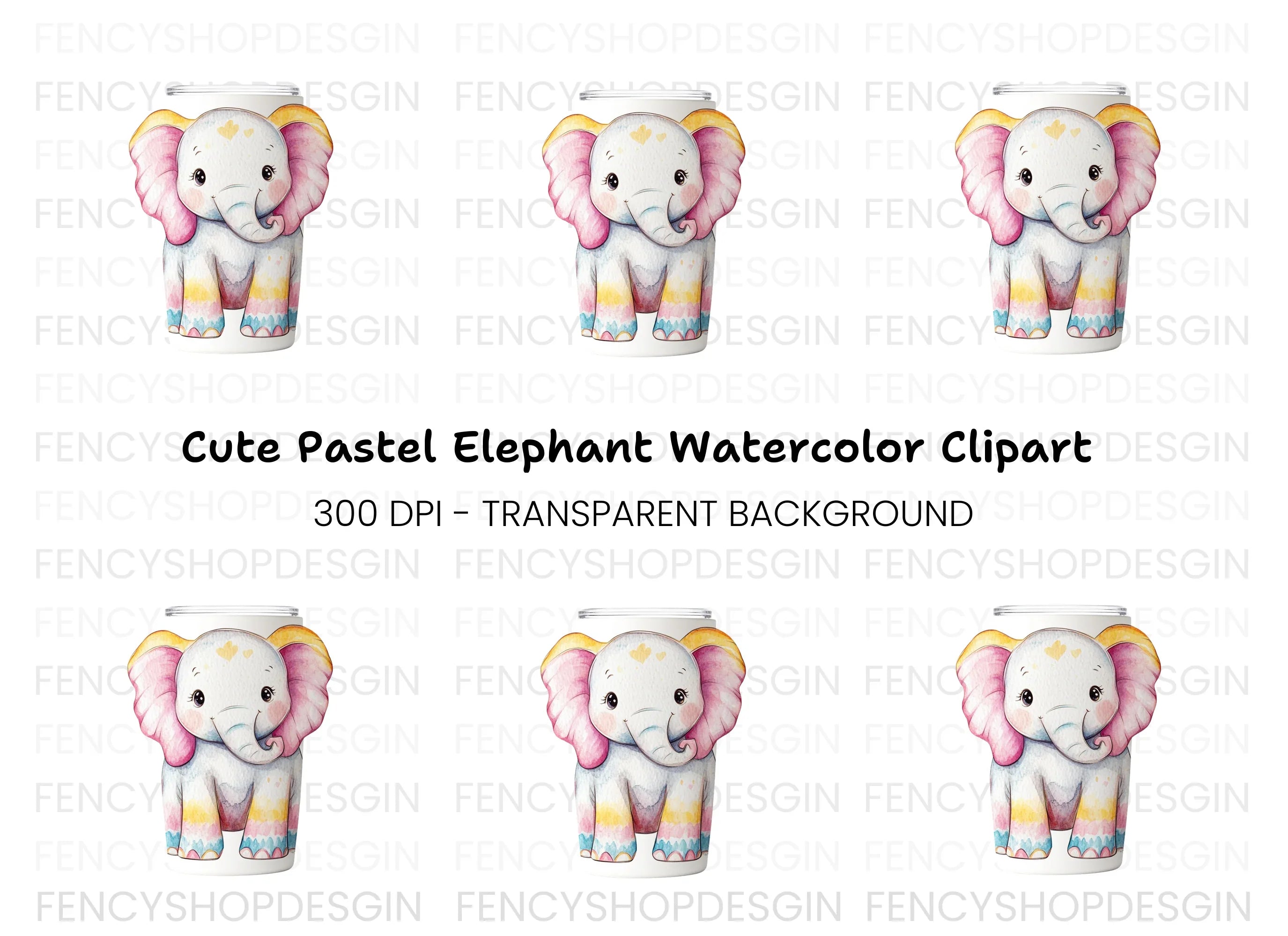 Cute Elephant Can Cooler Clipart Bundle