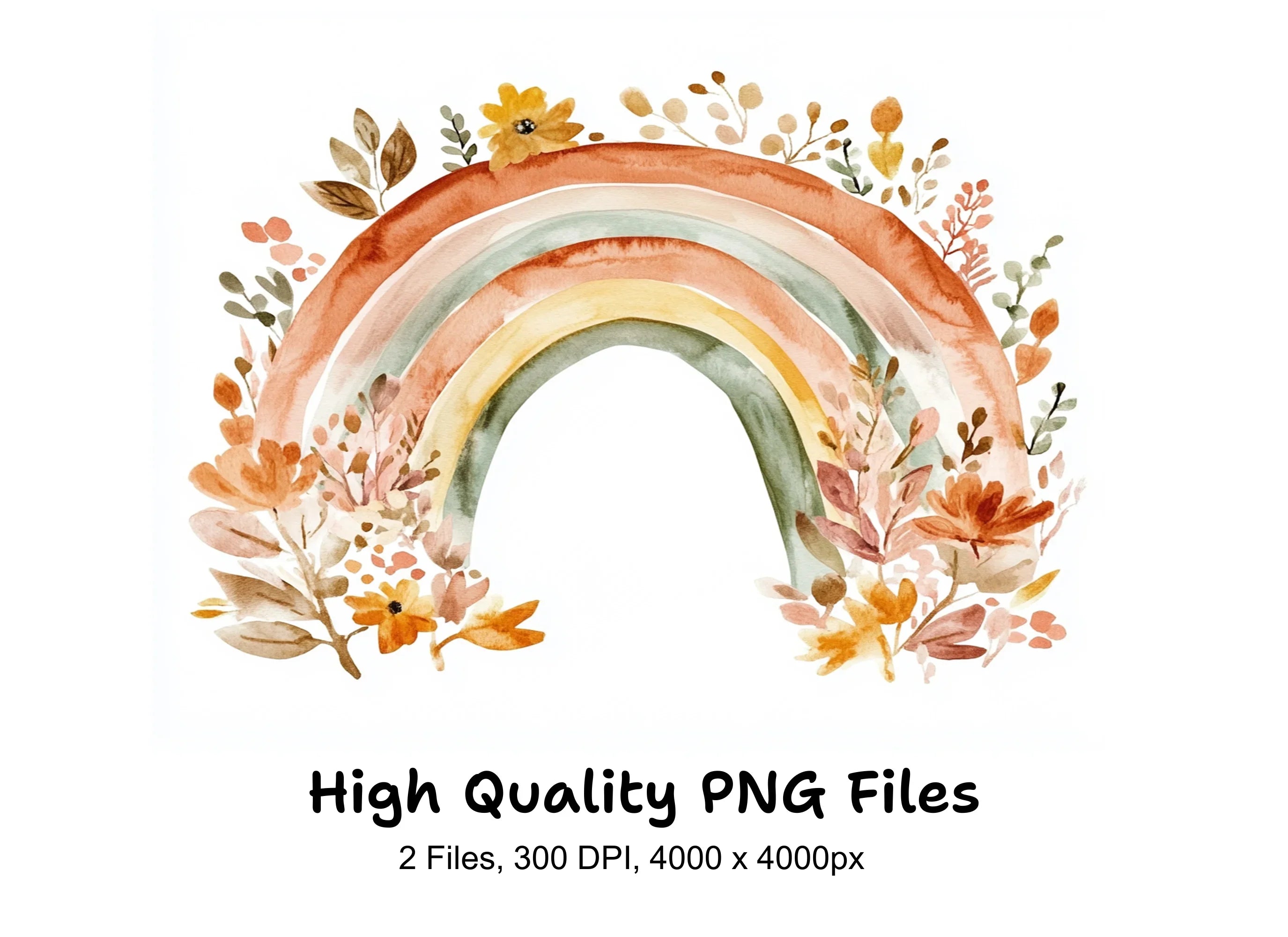 Boho Rainbow Clipart Bundle