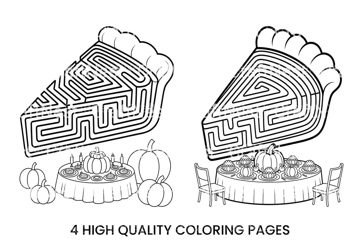 Thanksgiving Pie Maze Fun Coloring Books