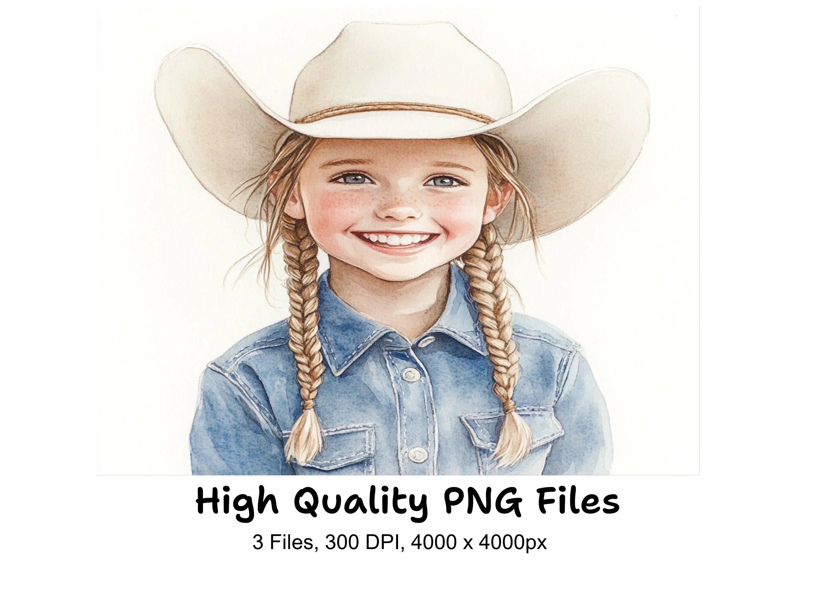 Cute Cowgirl Kids Clipart Bundle