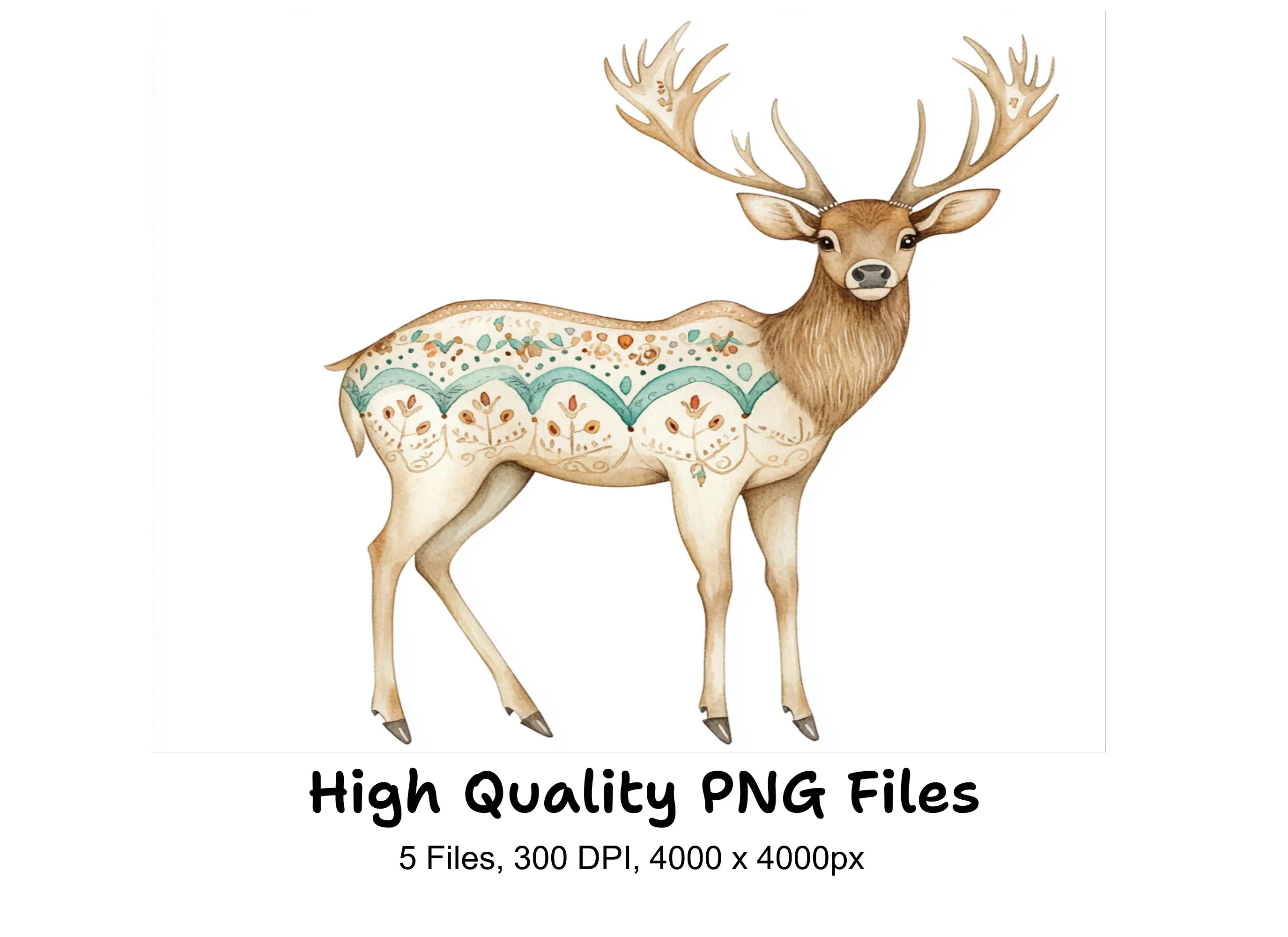 Boho Deer Clipart Bundle