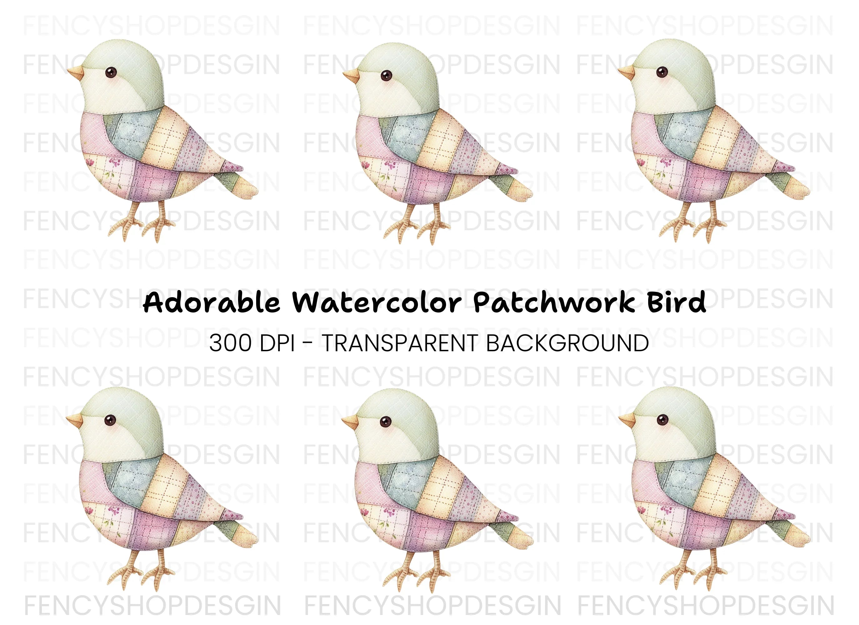 Quilted Bird Clipart Bundle