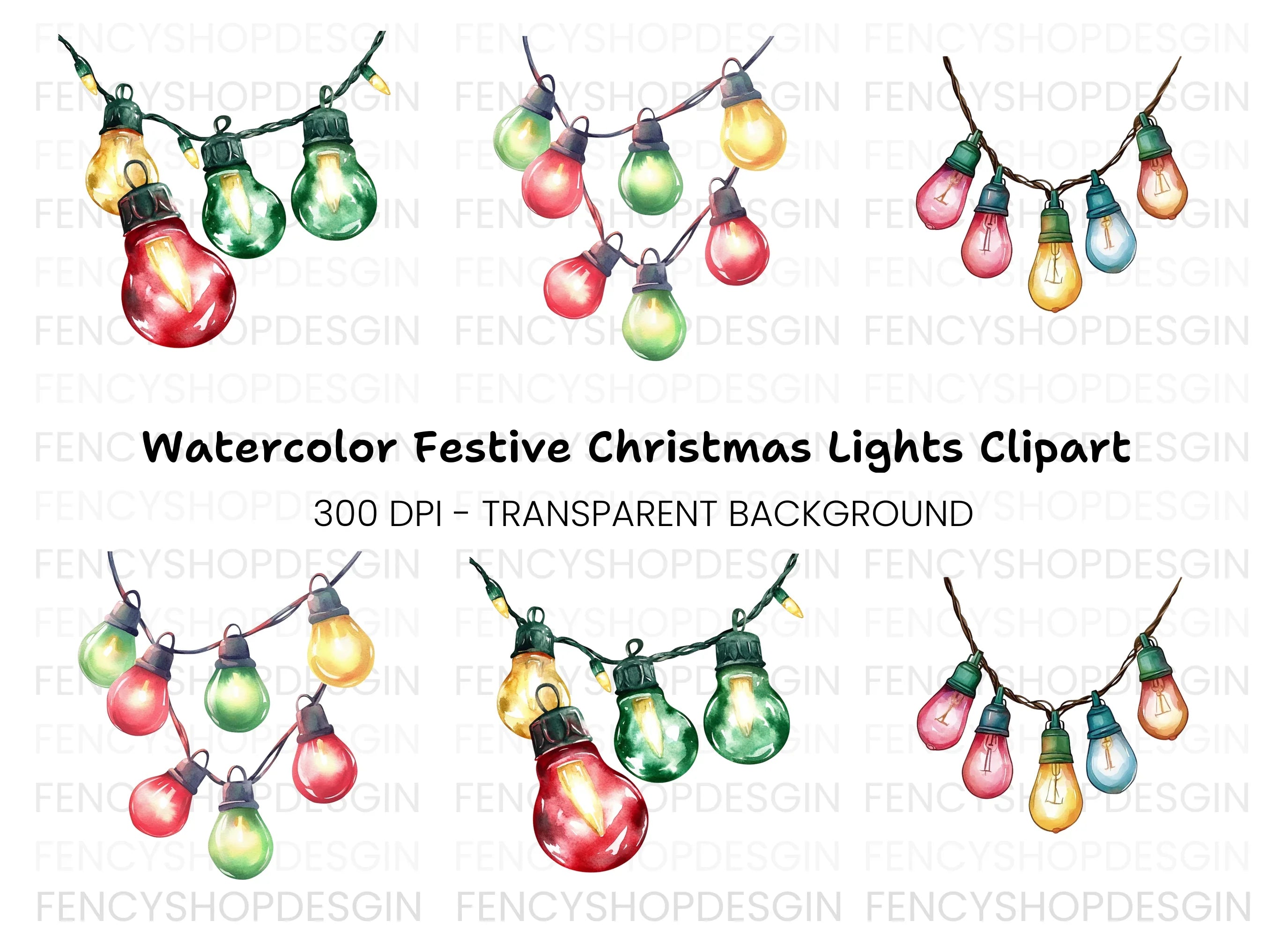 Christmas Lights Clipart Bundle