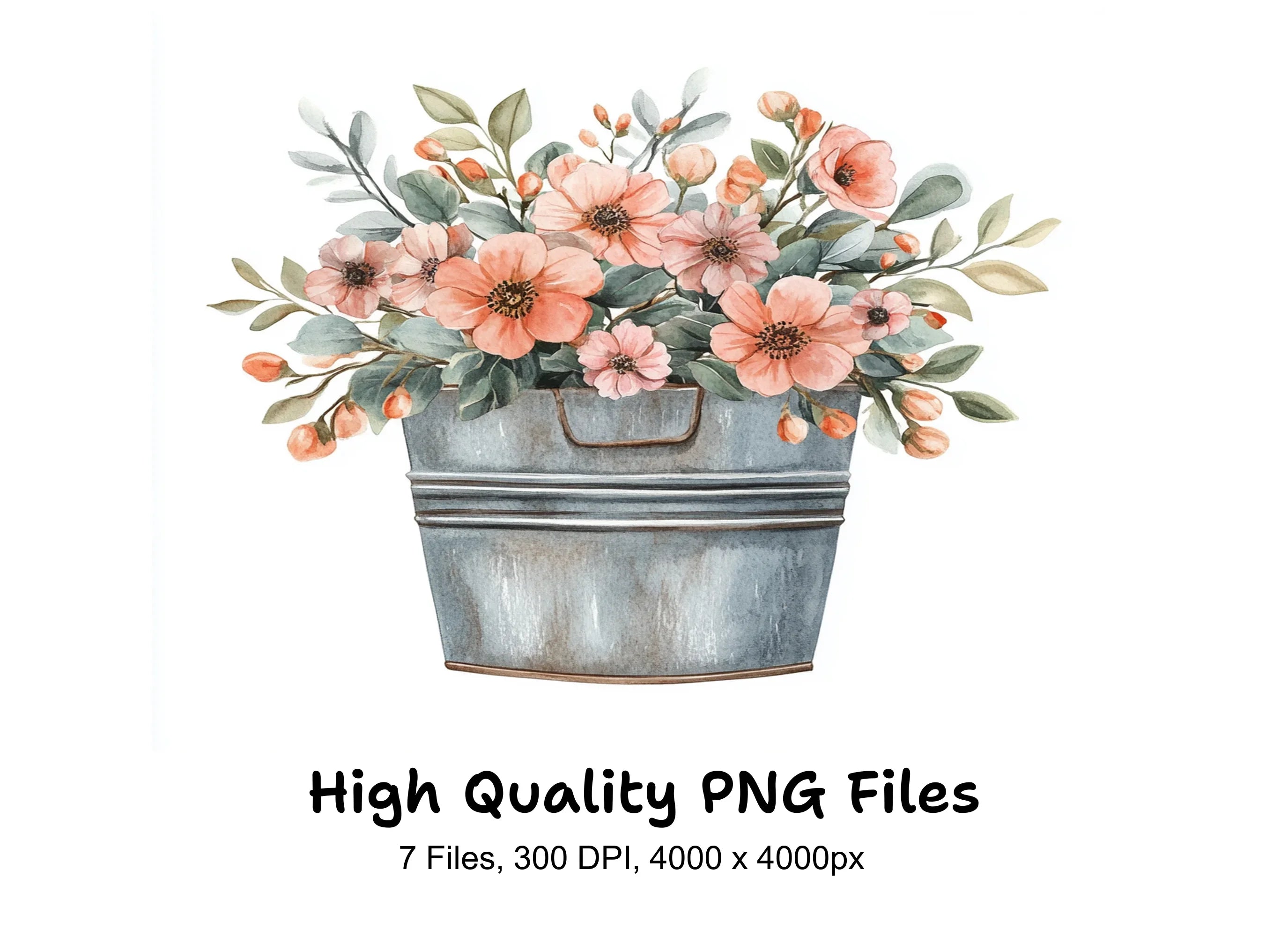 Flower Buckets Clipart Bundle