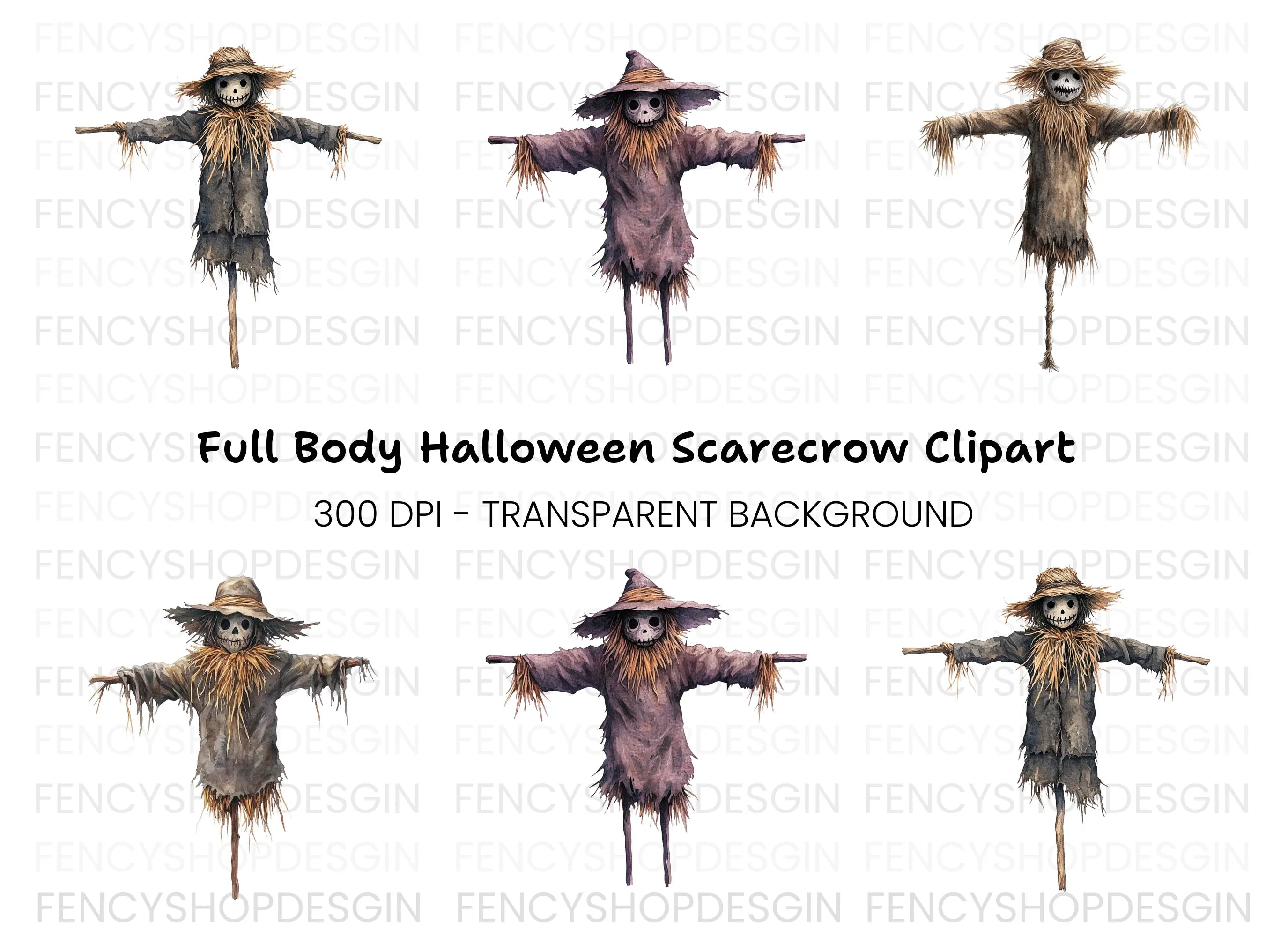 Spooky Scarecrow Halloween Clipart Bundle