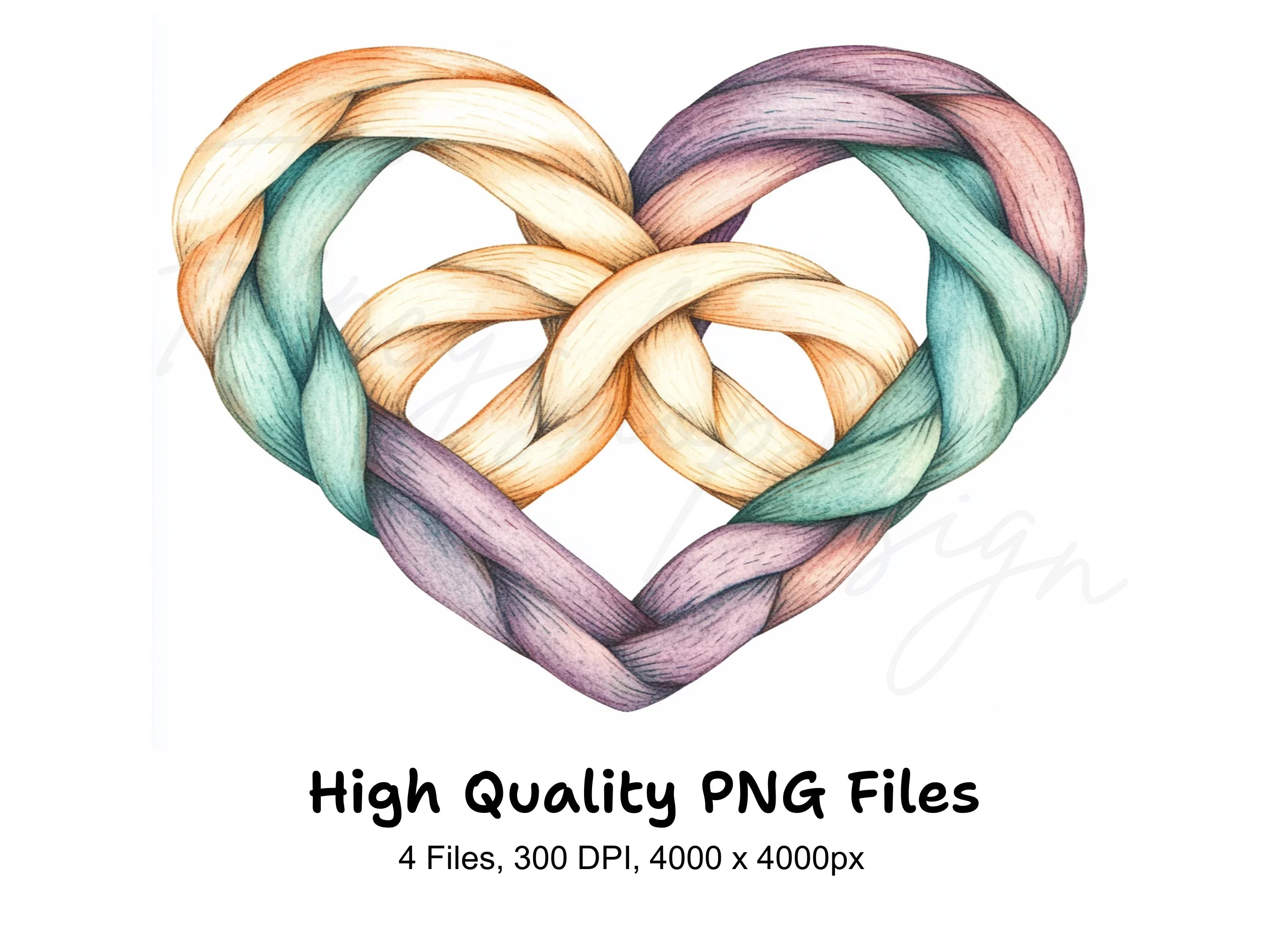 Braided Heart Clipart Bundle