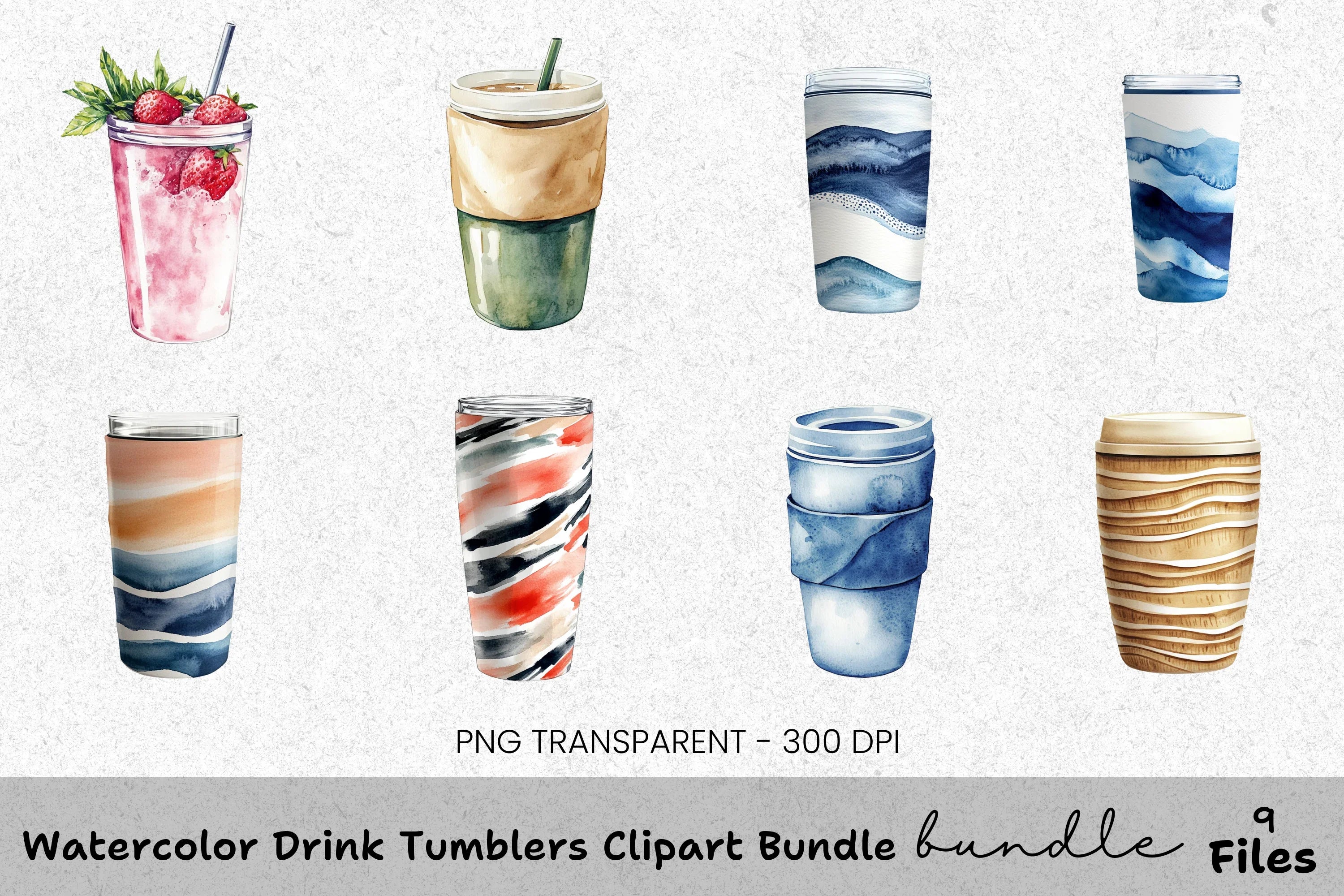Drink Tumblers Clipart Bundle