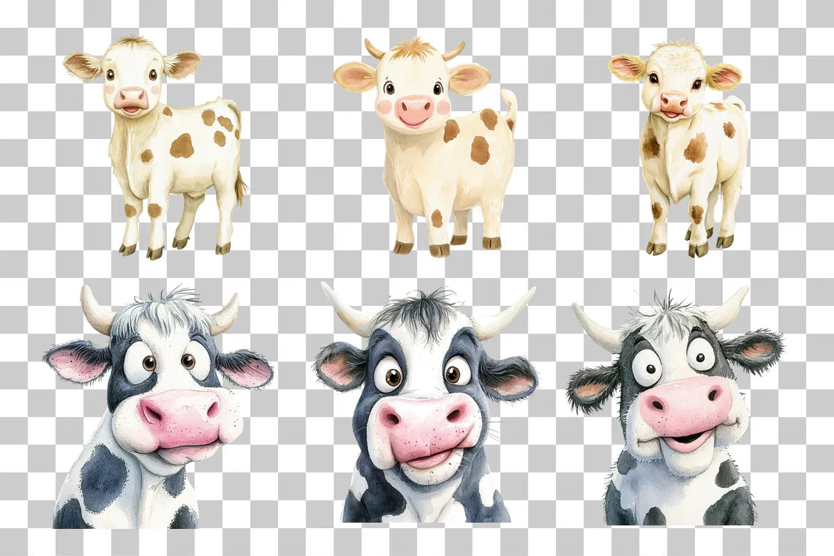 Silly Cartoon Cow Sketch Clipart Bundle - CraftNest - Digital Crafting and Art