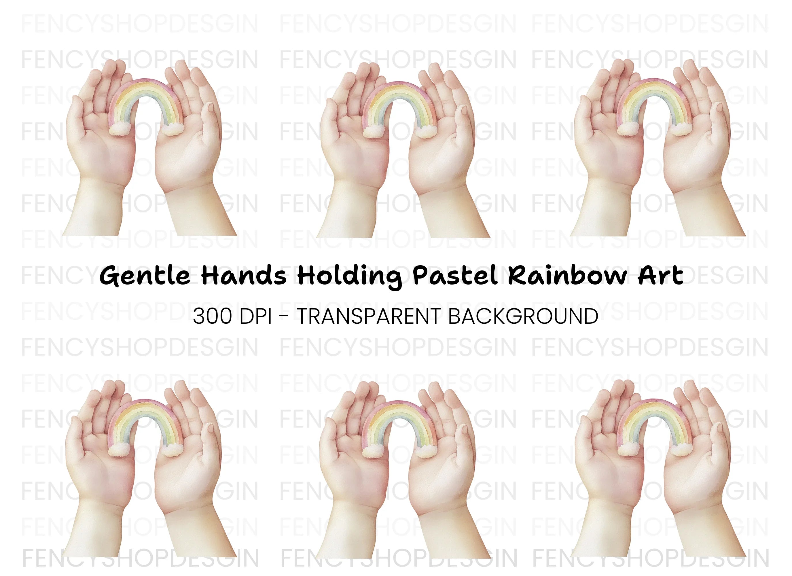 Hands Holding Rainbow Clipart Bundle