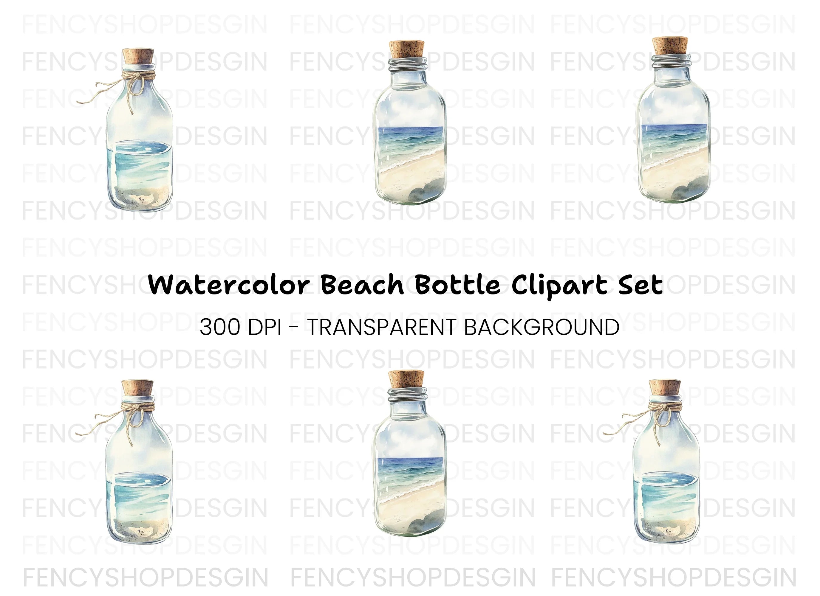 Ocean Bottle Clipart Bundle