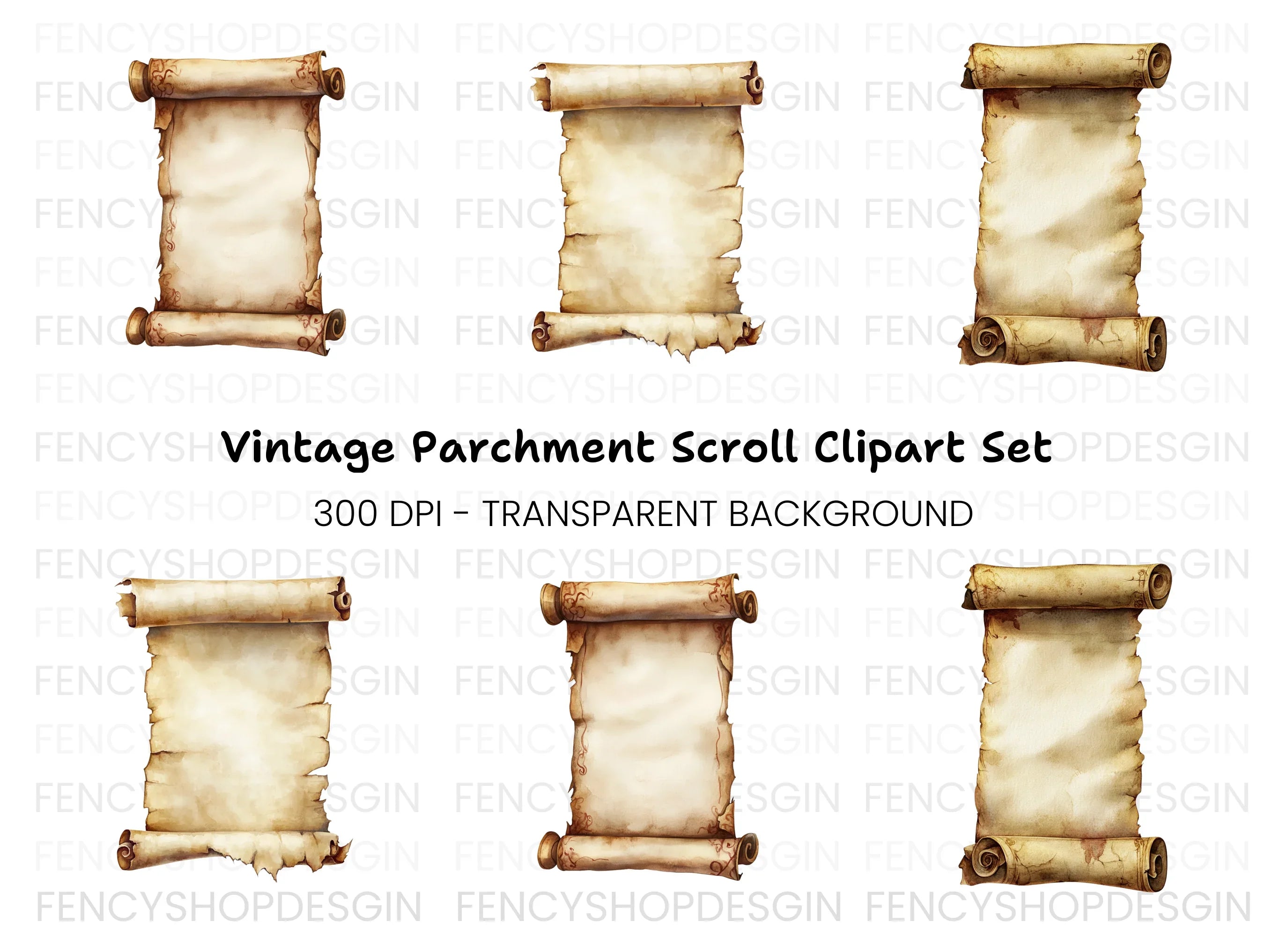 Vintage Scroll Clipart Bundle
