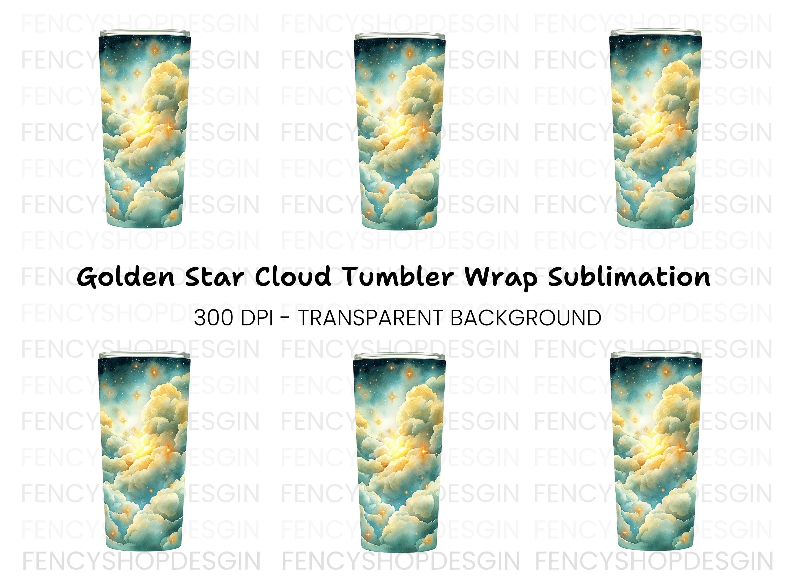 Celestial Cloud Tumbler Clipart Bundle
