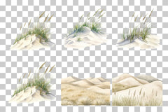 Coastal Sand Dunes with Grass Clipart Bundle - CraftNest - Digital Crafting and Art