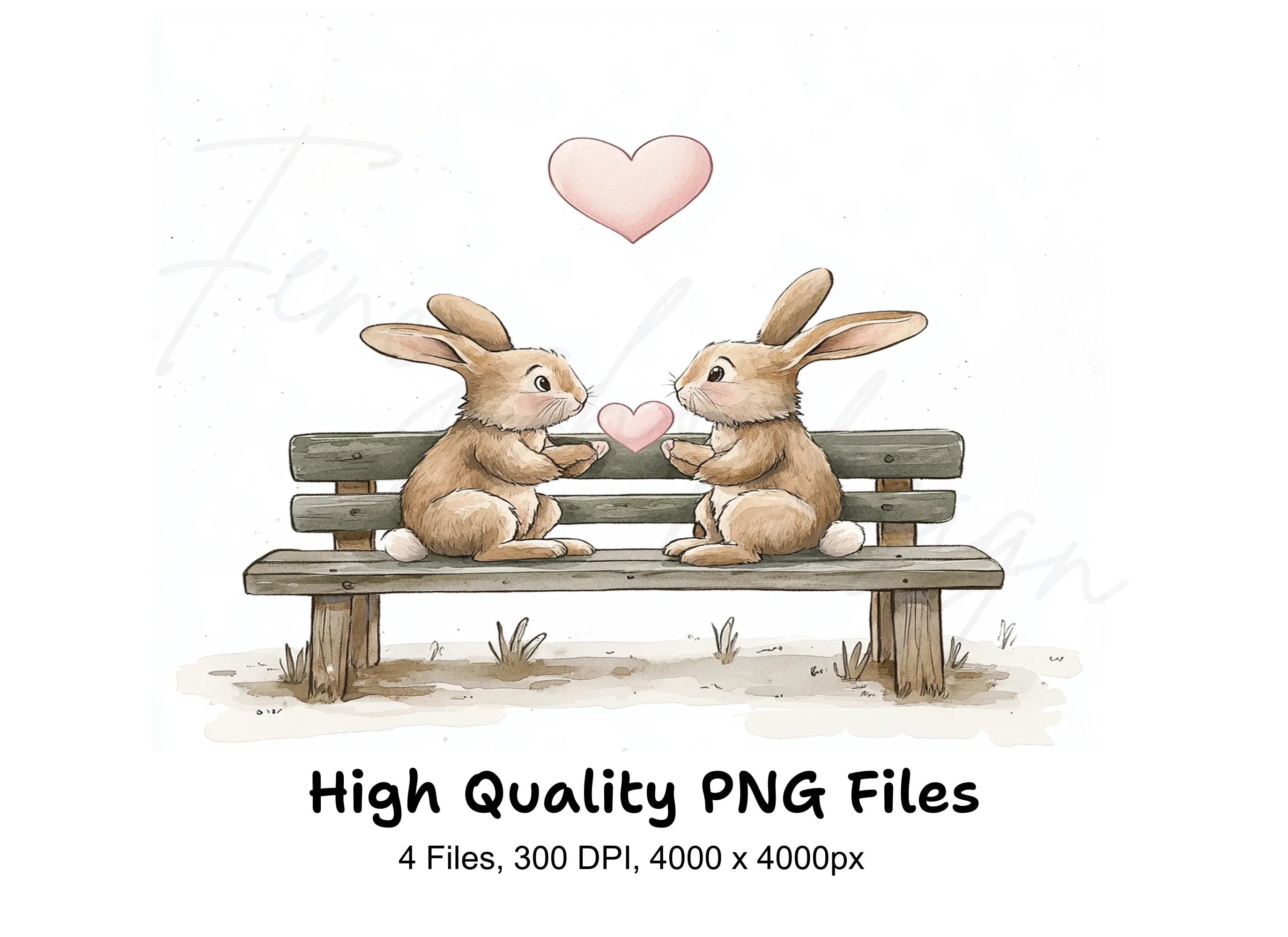 Cute Bunny Couple Love Clipart Bundle