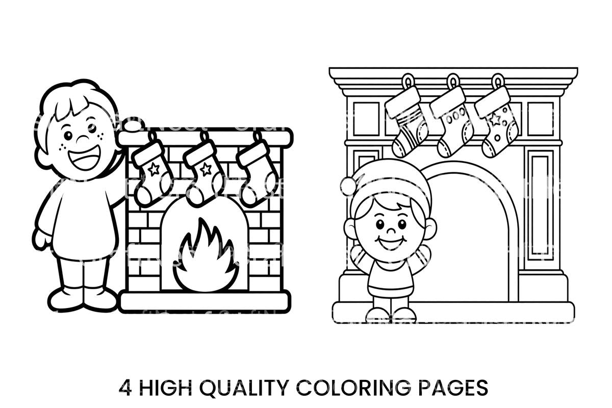Christmas Fireplace Fun Coloring Books
