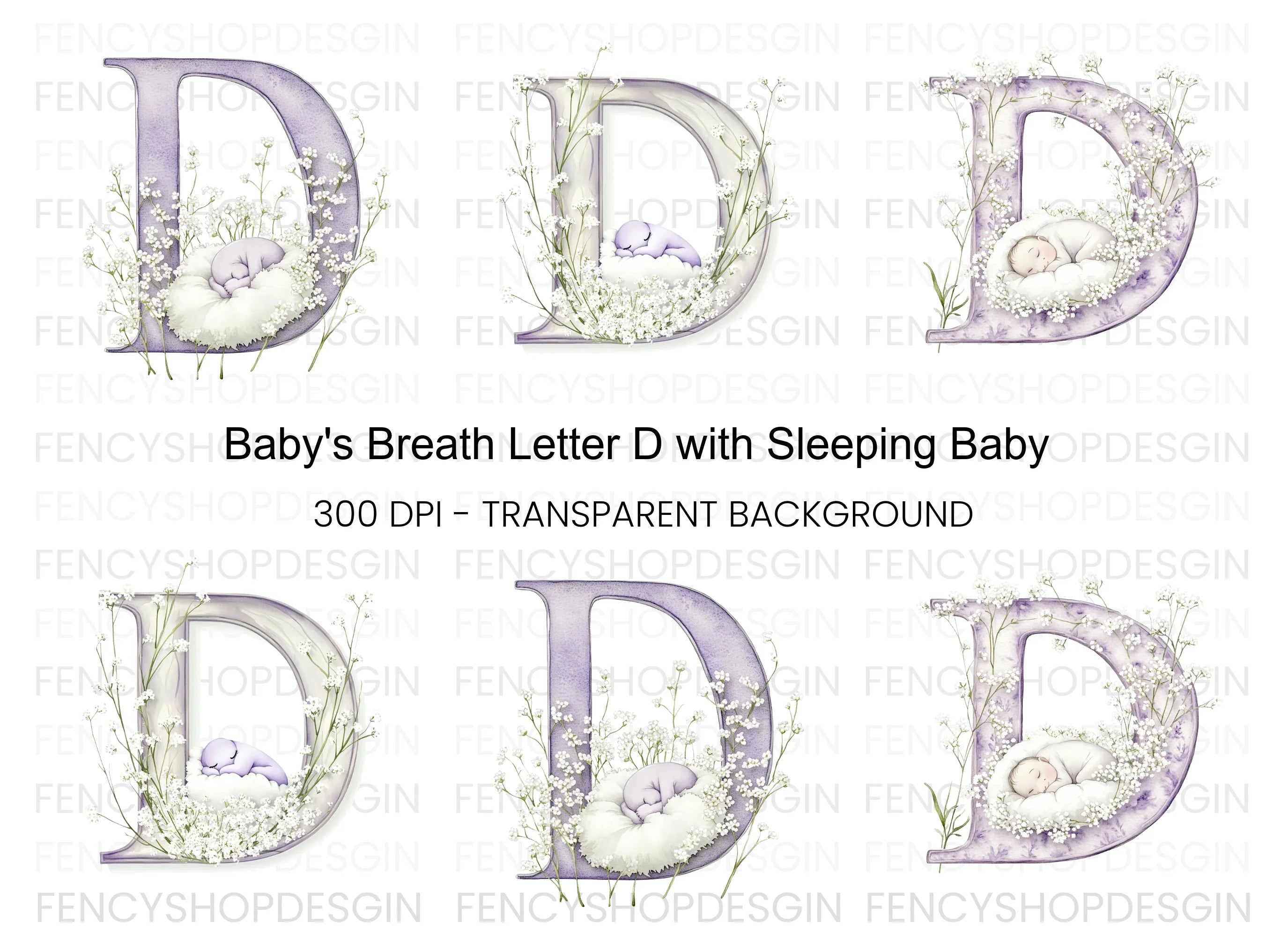 Baby Breath Letter Clipart Bundle