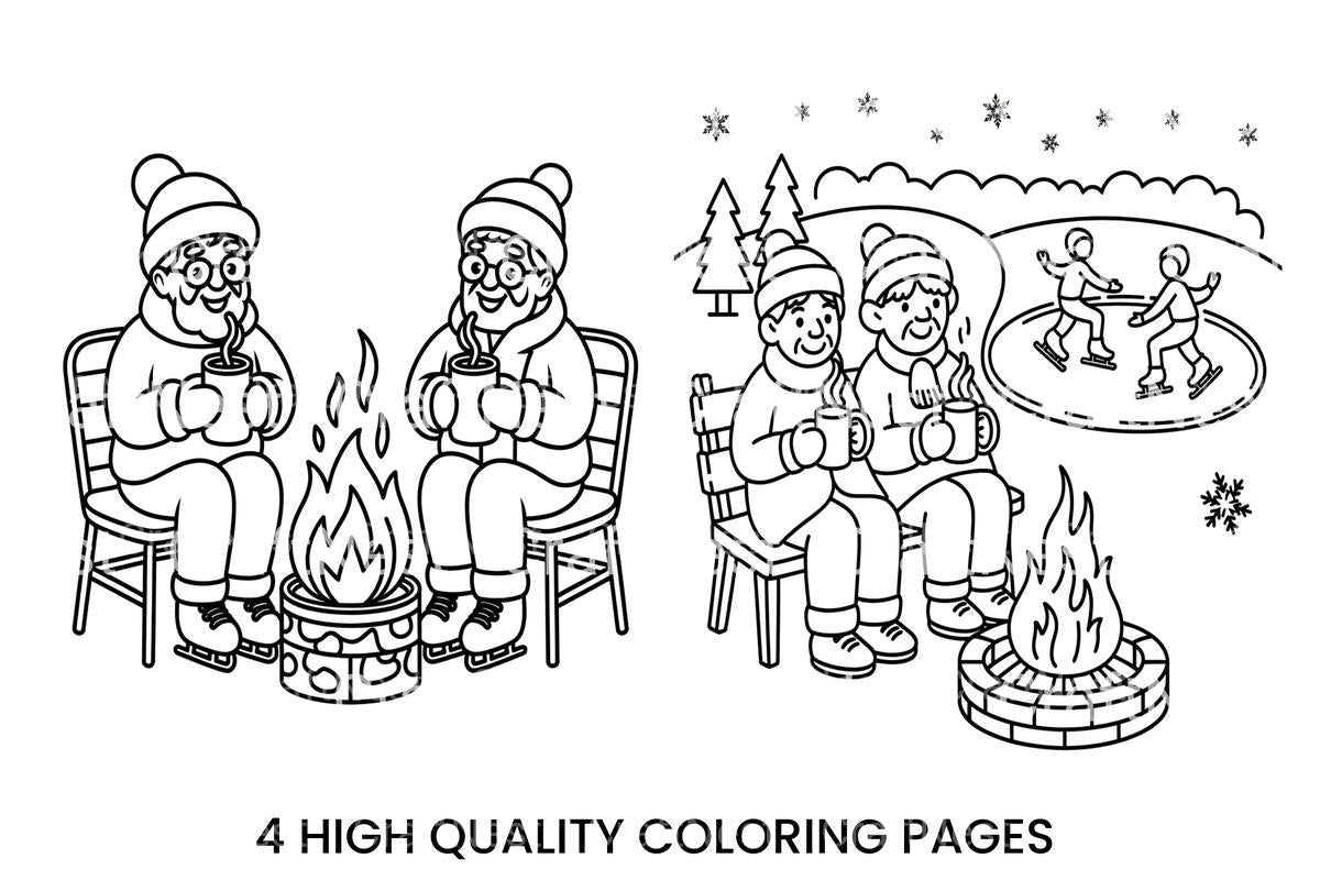 Cozy Winter Campfire Coloring Books