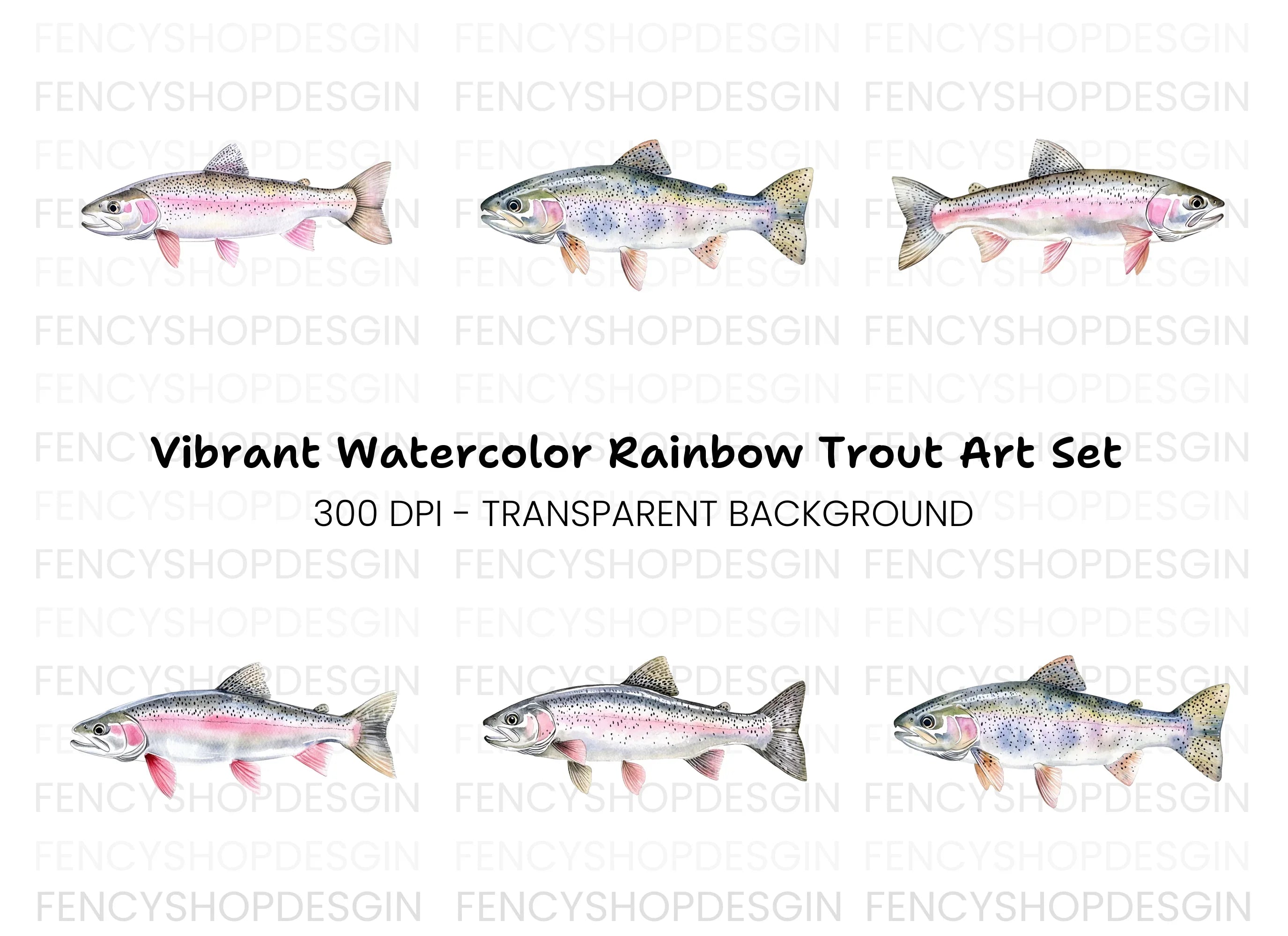 Rainbow Trout Fish Clipart Bundle