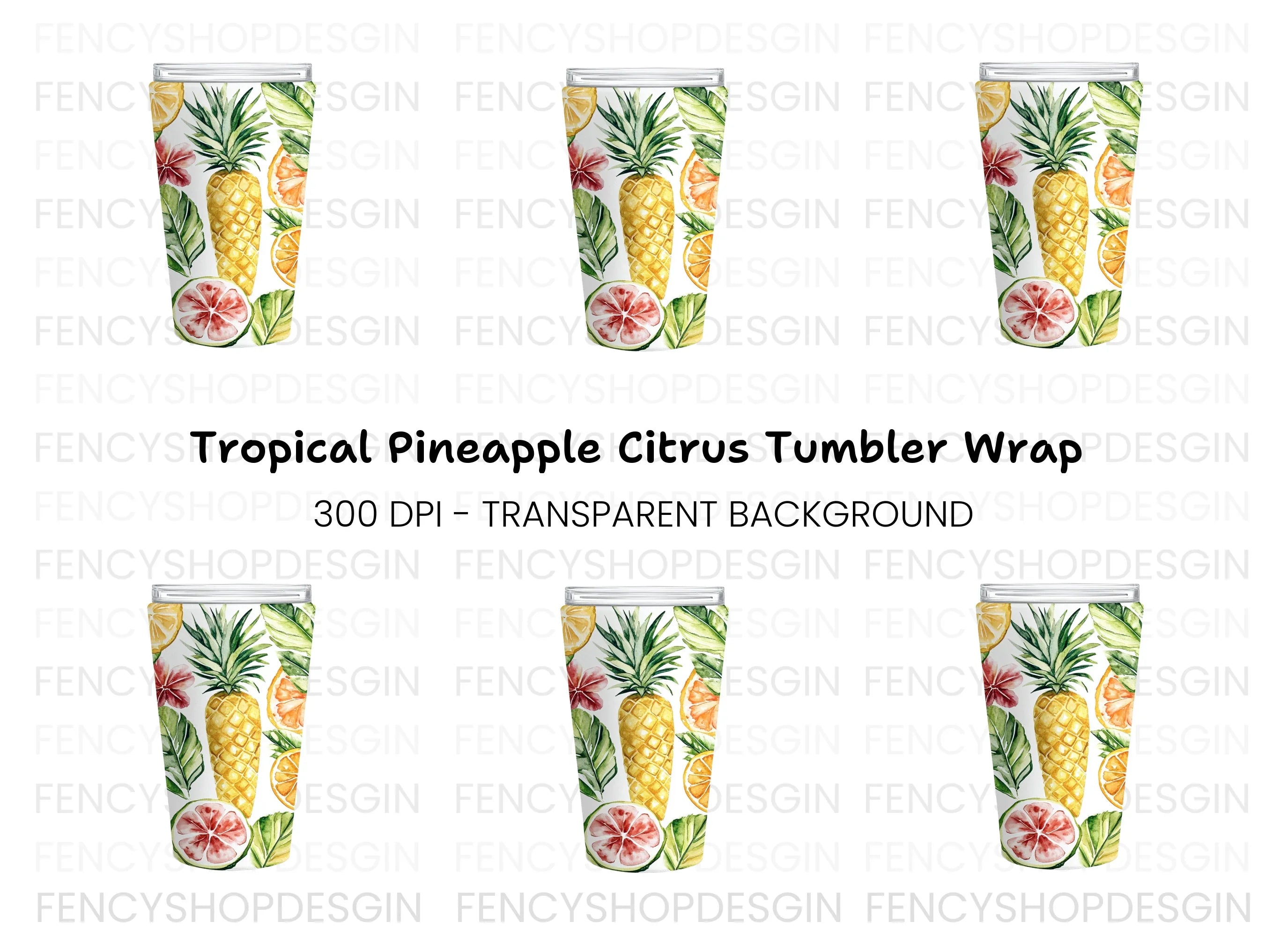 Tropical Fruit Tumbler Clipart Bundle
