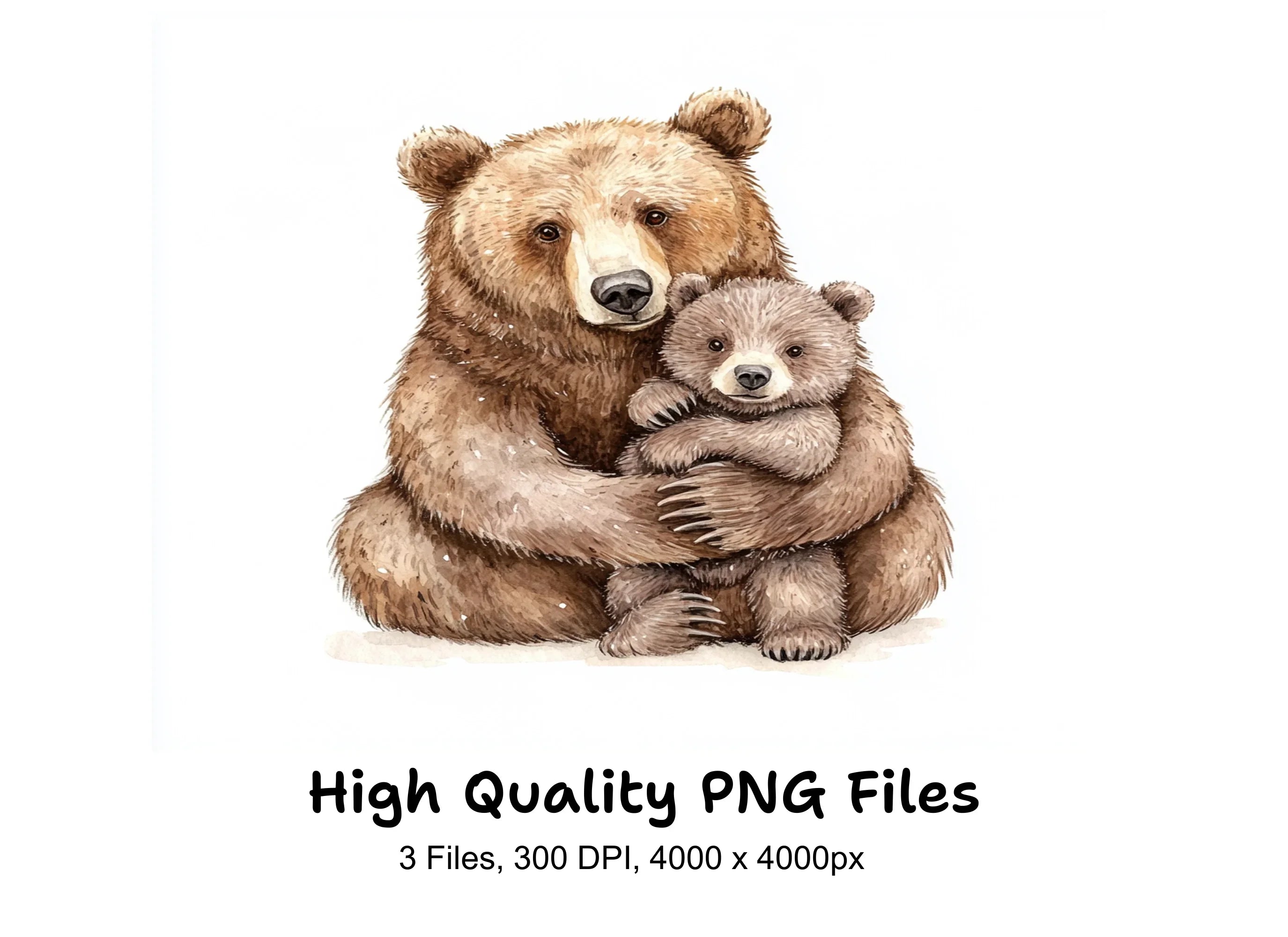 Cute Mama Bear and Cub Clipart Bundle