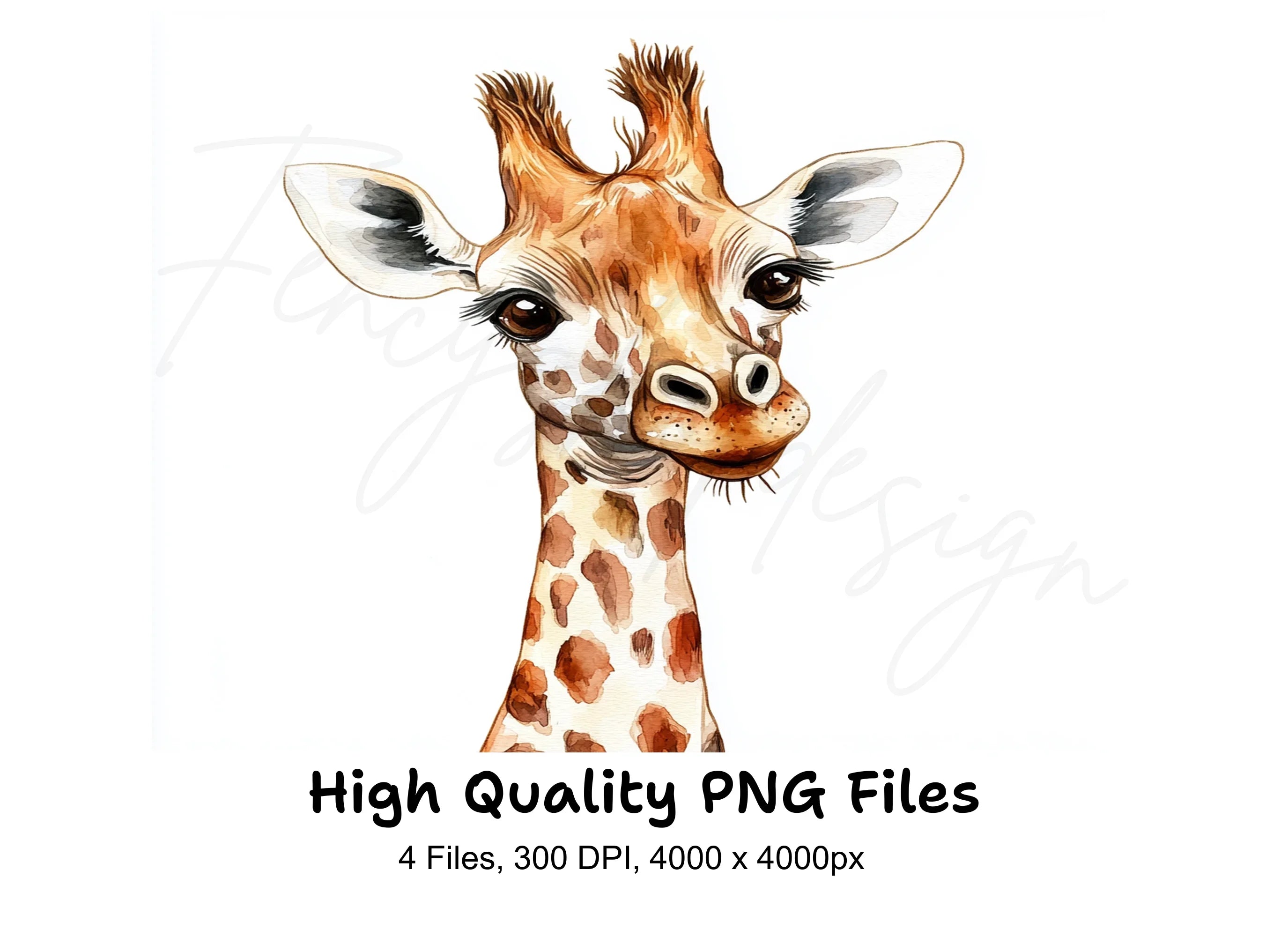 Cute Baby Giraffe Faces Clipart Bundle
