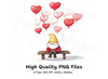 Valentine Gnomes with Heart Balloons Clipart Bundle