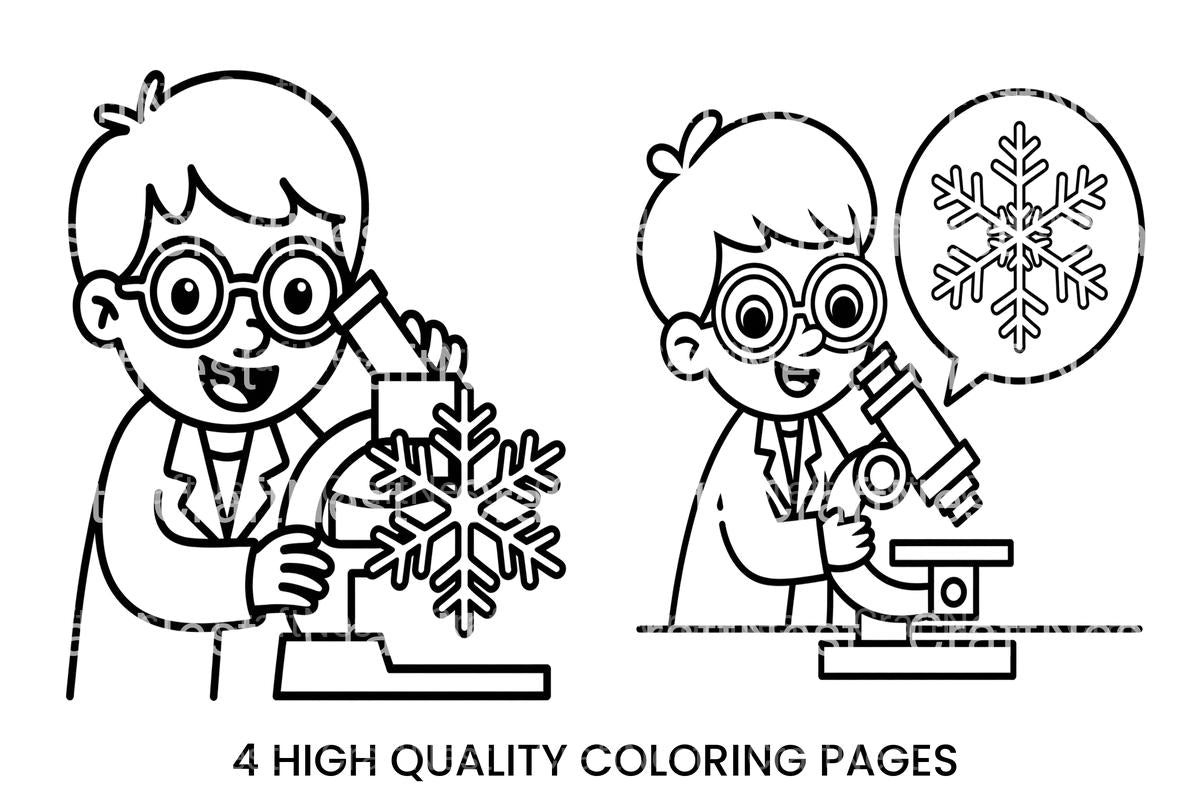 Scientist Observing Snowflake Coloring Books