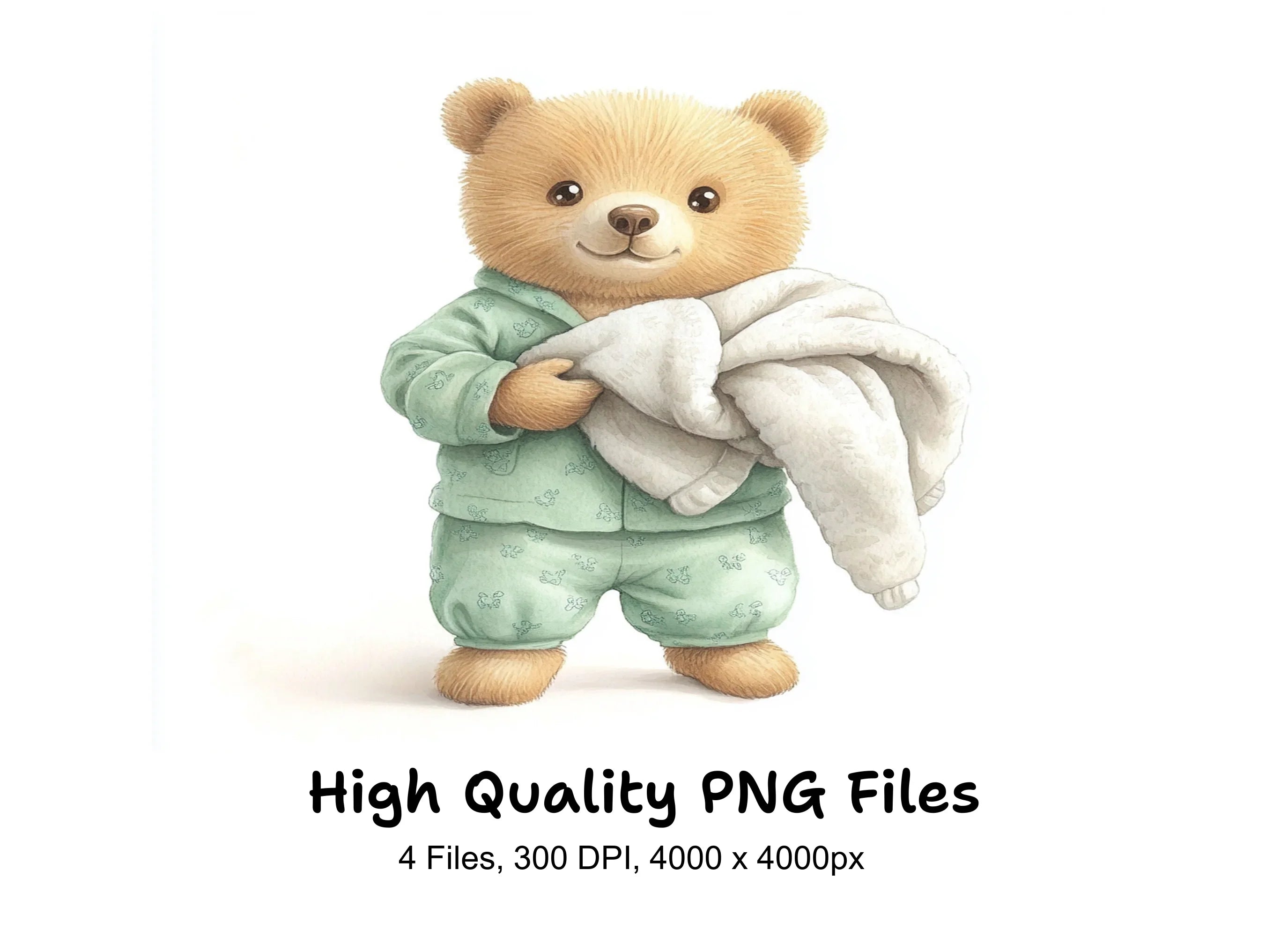 Sweet Teddy Bear with Blanket Clipart Bundle
