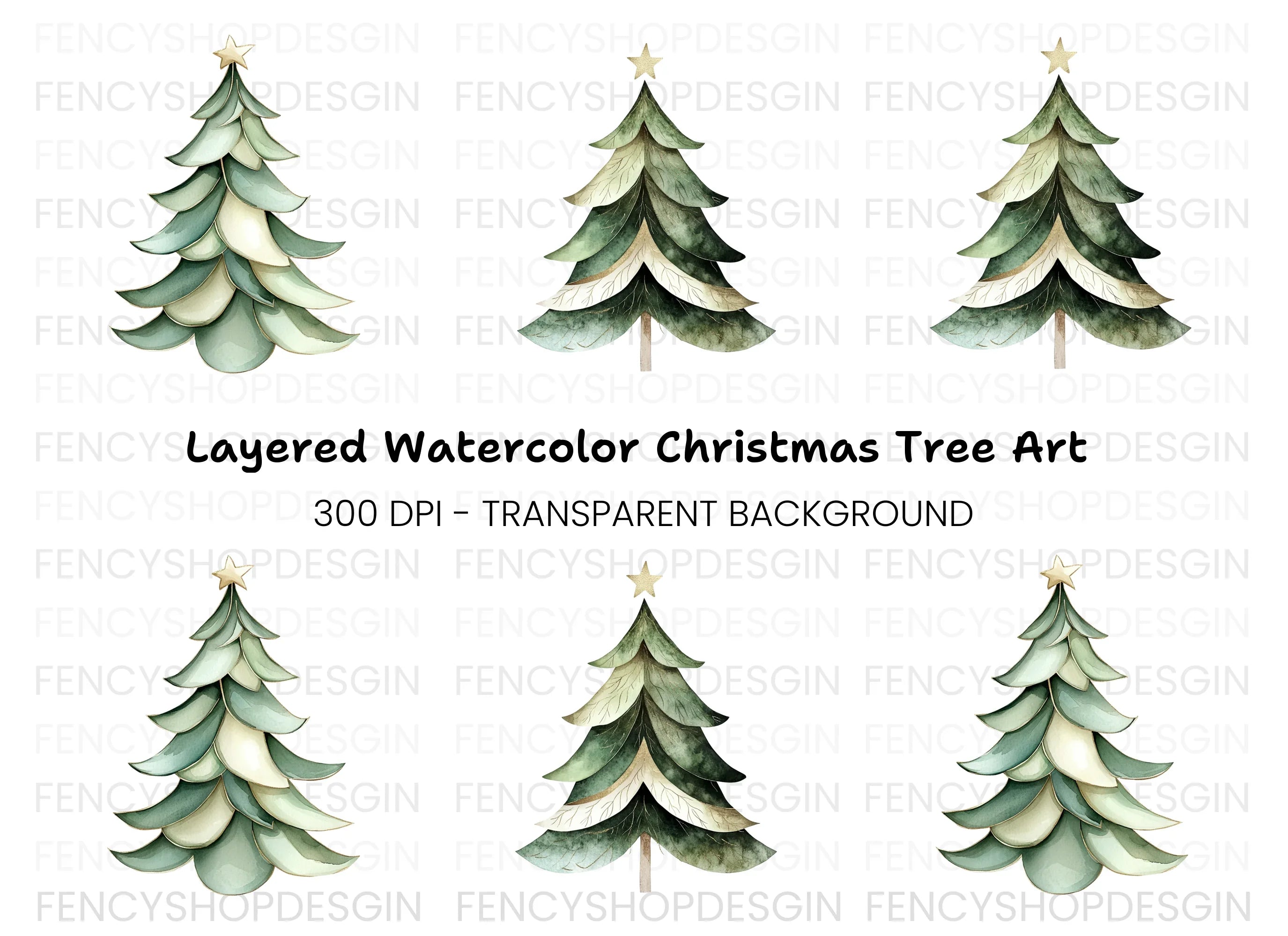 Elegant Pine Tree Illustrations Clipart Bundle
