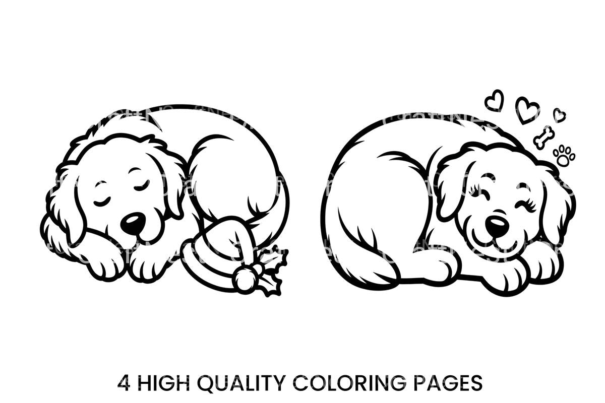 Cute Sleeping Puppy Dog Coloring Books