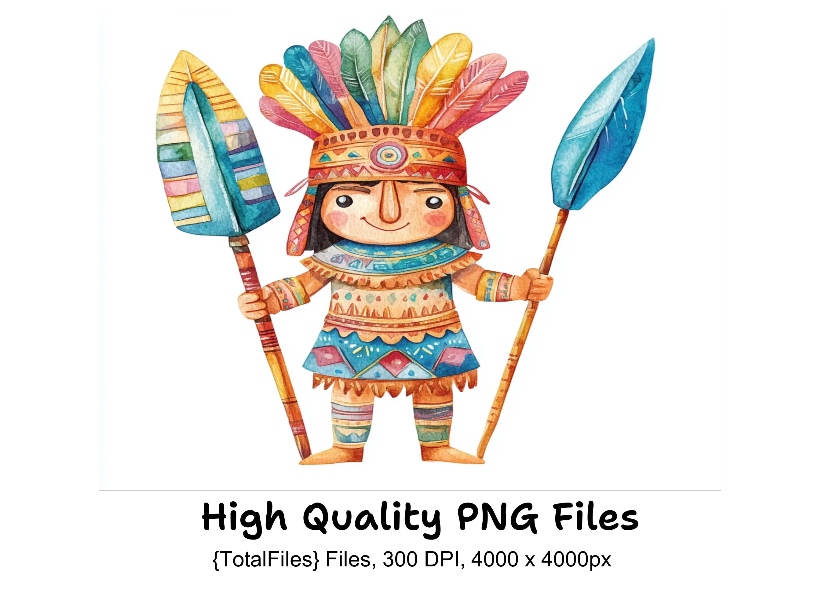 Indigenous Warrior Clipart Bundle